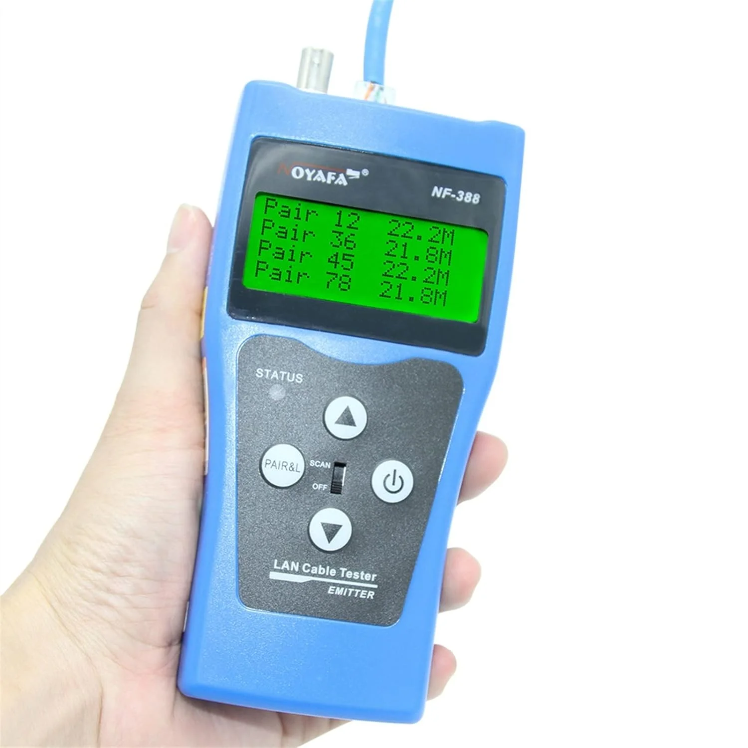 تستر کابل شبکه فیبر نوری مدل NF-388 آبی رنگ، تستر کابل شبکه LAN RJ45 RJ11 USB برای 8 پورت، نسخه انگلیسی تستر کابل شبکه فیبر نوری مدل NF-388 آبی رنگ، تستر کابل شبکه LAN RJ45 RJ11 USB برای 8 پورت، نسخه انگلیسی