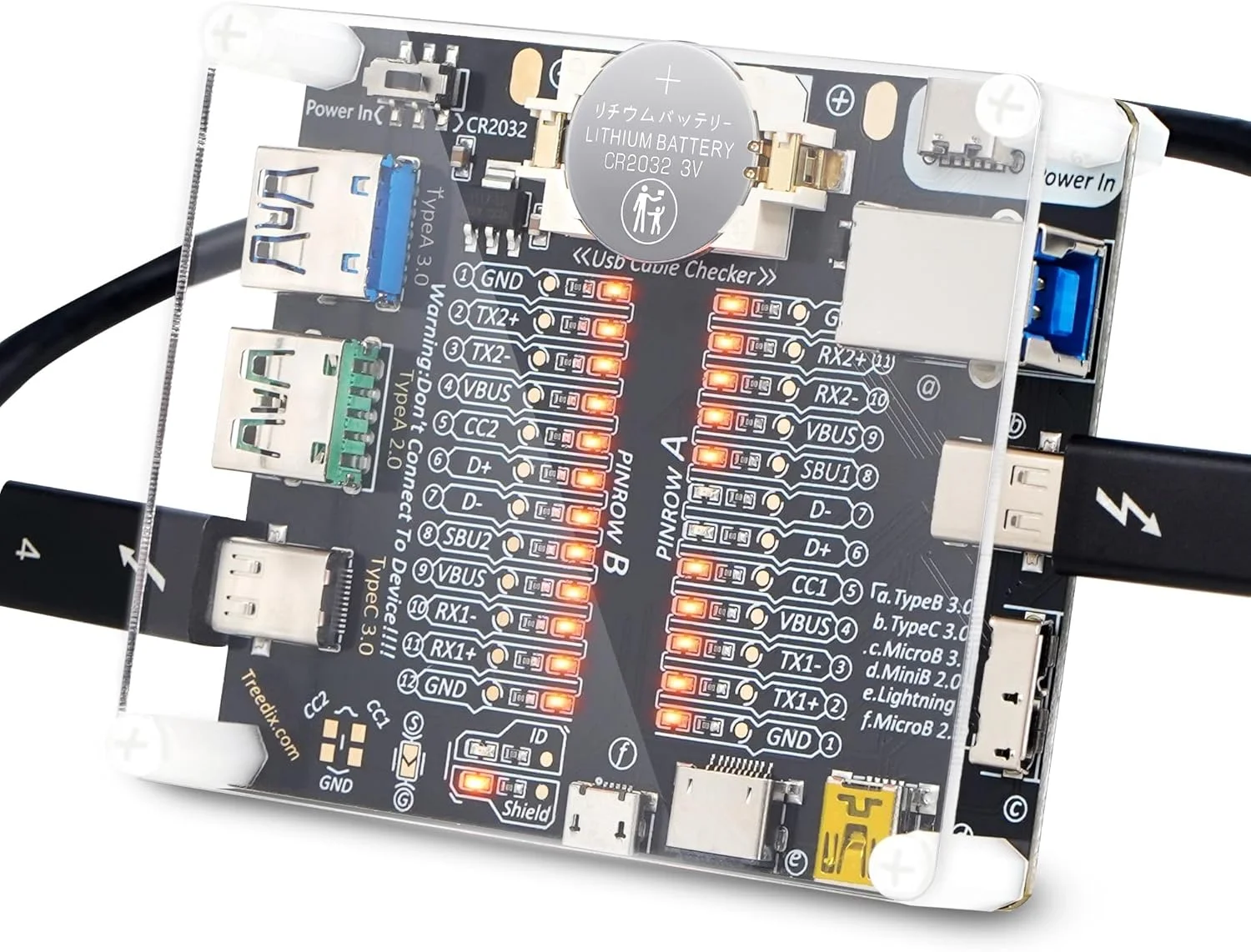 برد تست کابل USB Treedix، سیم داده تستر کابل USB با جعبه اکریلیک، تست شارژ خط داده نوع C میکرو نوع A نوع B برد تست کابل USB Treedix، سیم داده تستر کابل USB با جعبه اکریلیک، تست شارژ خط داده نوع C میکرو نوع A نوع B