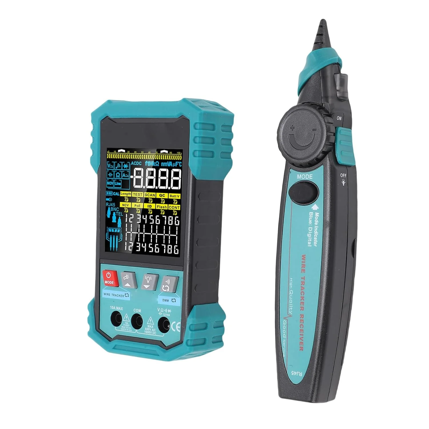 تستر کابل LAN با مولتی متر، ابزار تست سیم اترنت PoE NCV برای CAT5 CAT6A، اندازه گیری طول 400 متری، ردیابی پورت Loopback با نور LED، سیگنال آنالوگ فیلتر AC