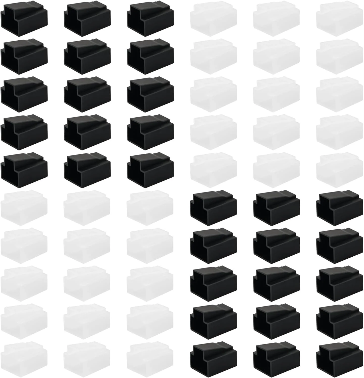 60 عدد درپوش محافظ پورت شبکه RJ45، محافظ پلاگین کابل اترنت PE برای کابل های شبکه Cat5e Cat6 Cat7، سر کریستالی مستقیم، پرینتر، مشکی سفید