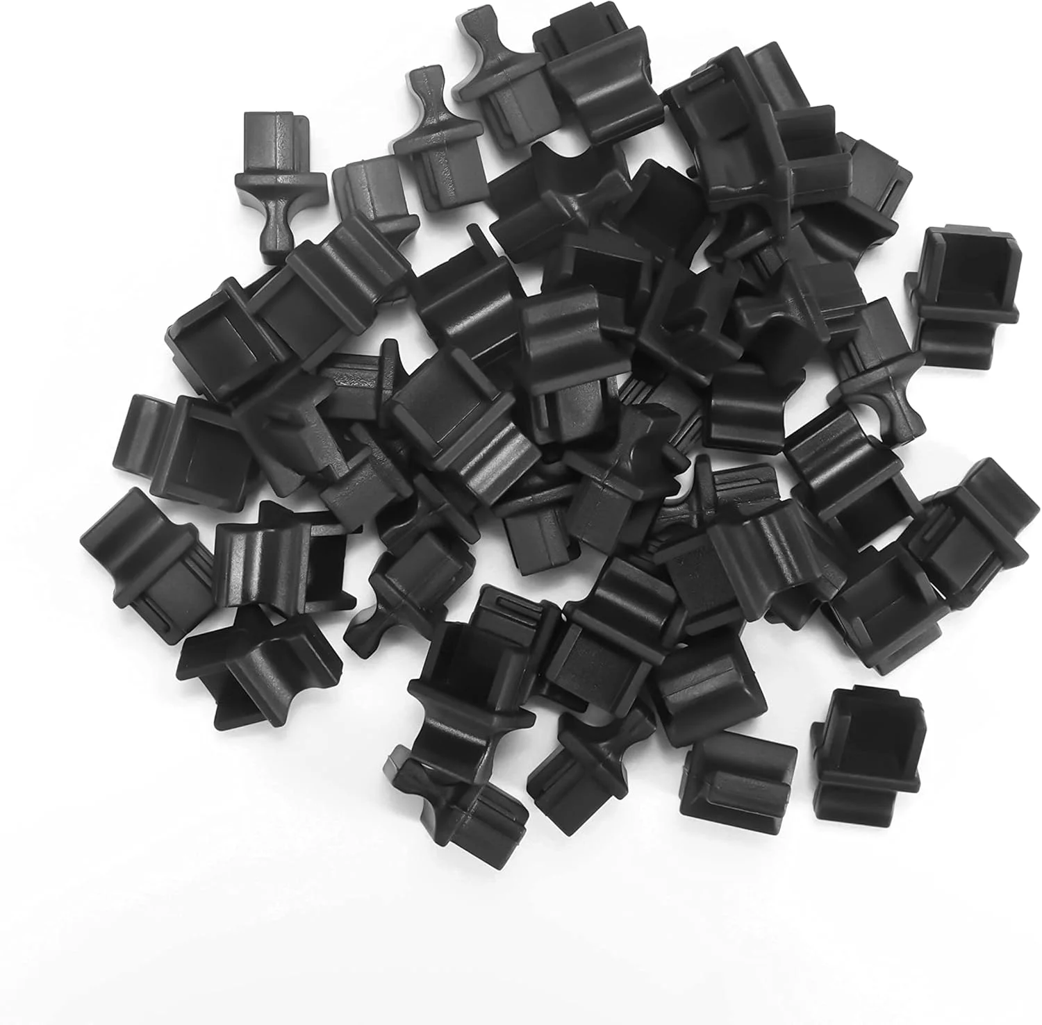 پک 50 عددی درپوش محافظ پورت RJ45، محافظ پورت سوئیچ شبکه برای اسلات ترمینال فیبر نوری RJ45 ماده مسی، جنس سیلیکون/TPE مشکی