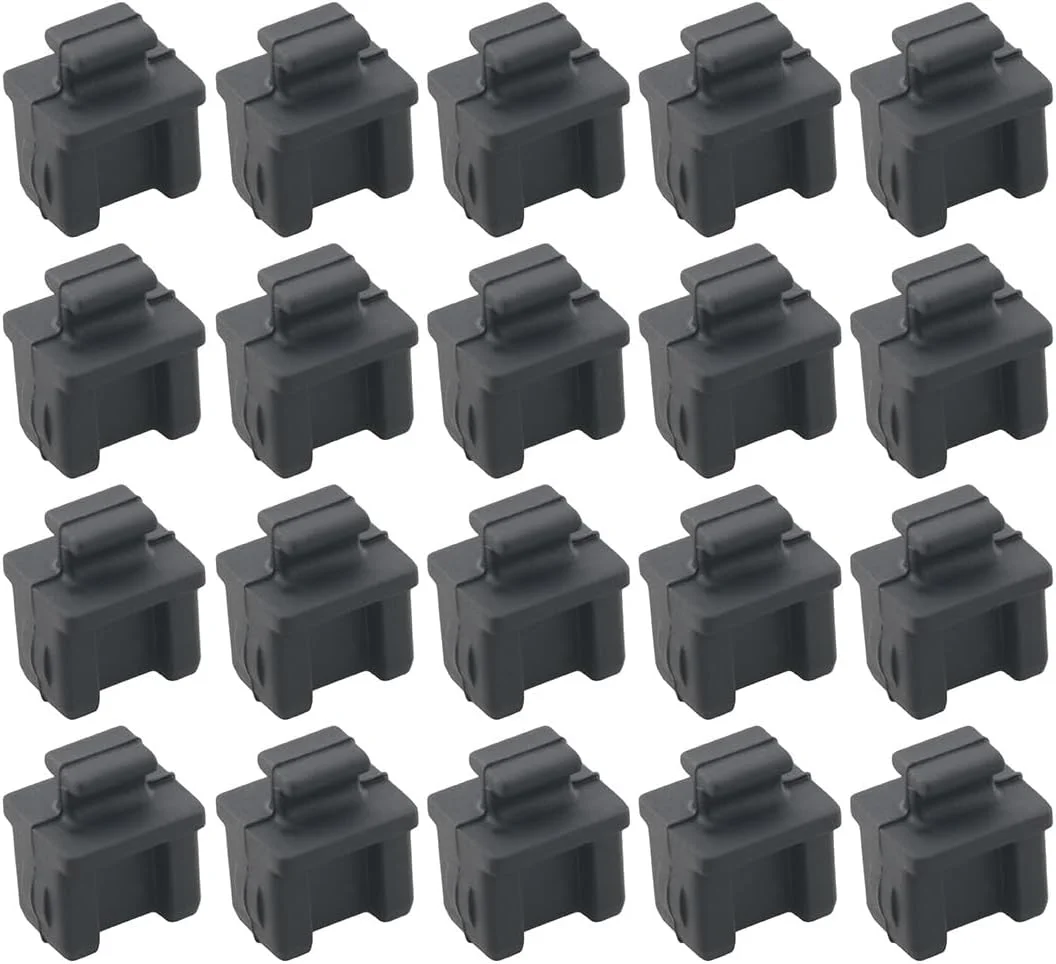 محافظ سیلیکونی SFP جیان لینگ 20 عددی، درپوش های ضد گرد و غبار پورت 17x14x12 میلی متر مناسب برای ماژول های فیبر نوری، کارت های شبکه اترنت، کامپیوترها، مبدل های رسانه، روترها - مشکی