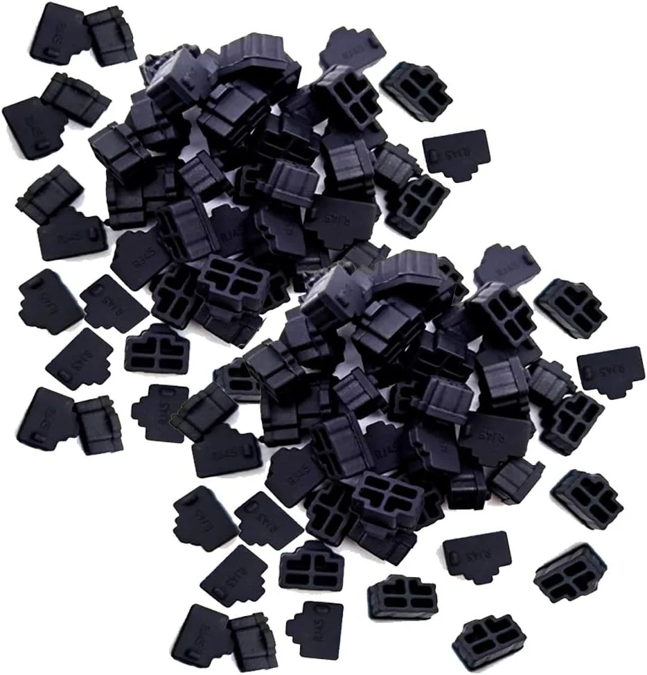 درپوش محافظ پورت RJ45 سیلیکونی LampVPath، 110 عددی، ضد گرد و غبار، مناسب برای پورت مادگی هاب اترنت، مشکی، برای تلویزیون، کامپیوتر و سایر دستگاه ها.