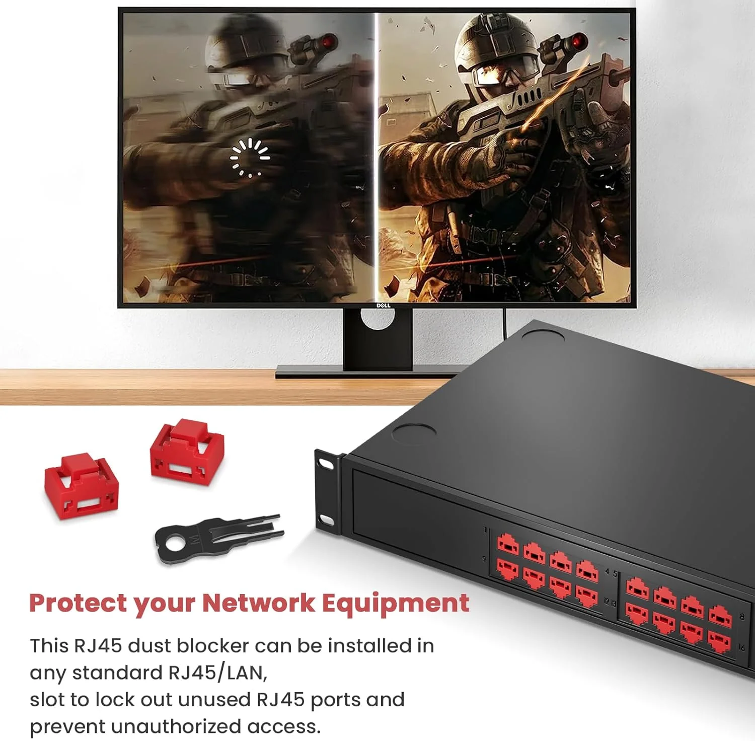 24 عدد قفل پورت RJ45 با 2 کلید، مسدود کننده پورت/گرد و غبار RJ45، درپوش پوشش گرد و غبار RJ45 محافظ پورت مادگی، سازگار با دستگاه های پورت RJ45، قرمز