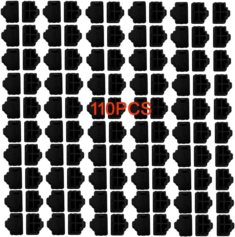 درپوش محافظ پورت RJ45 سیلیکونی LampVPath، 110 عددی، ضد گرد و غبار، مناسب برای پورت مادگی هاب اترنت، مشکی، برای تلویزیون، کامپیوتر و سایر دستگاه ها.