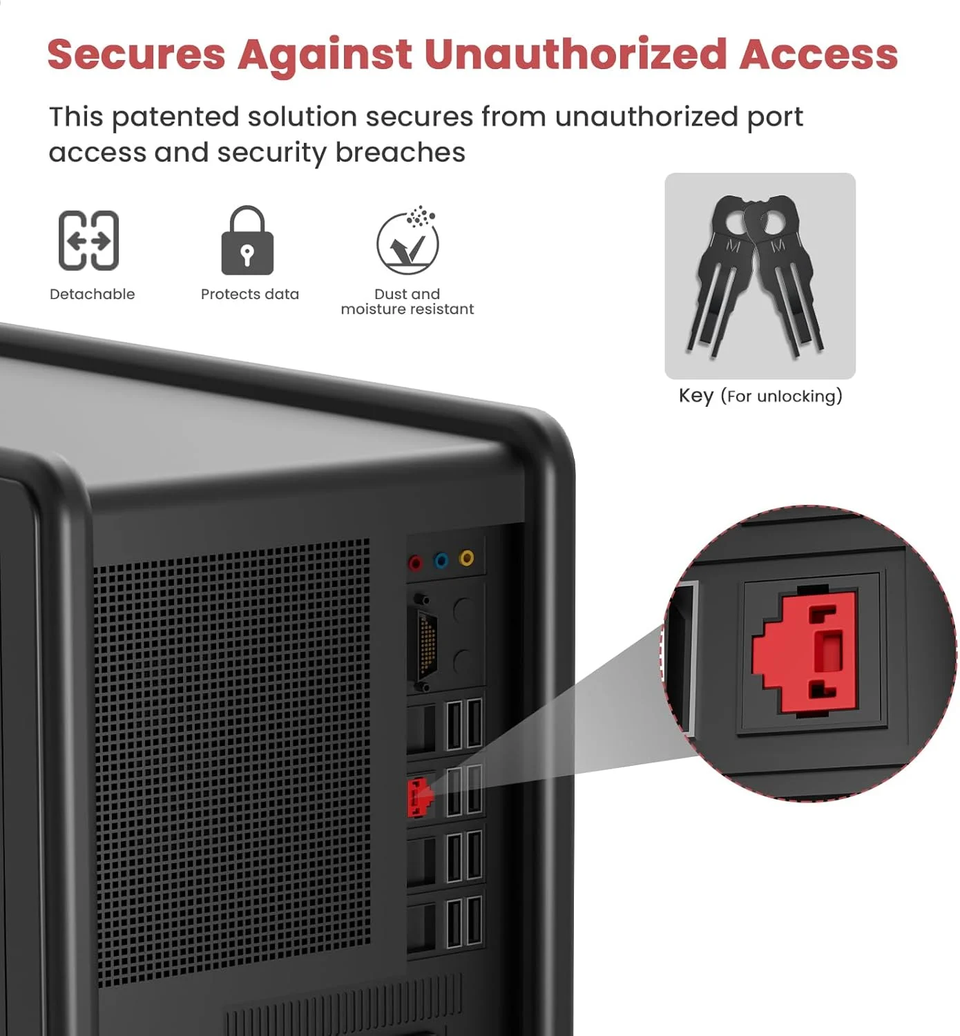 24 عدد قفل پورت RJ45 با 2 کلید، مسدود کننده پورت/گرد و غبار RJ45، درپوش پوشش گرد و غبار RJ45 محافظ پورت مادگی، سازگار با دستگاه های پورت RJ45، قرمز