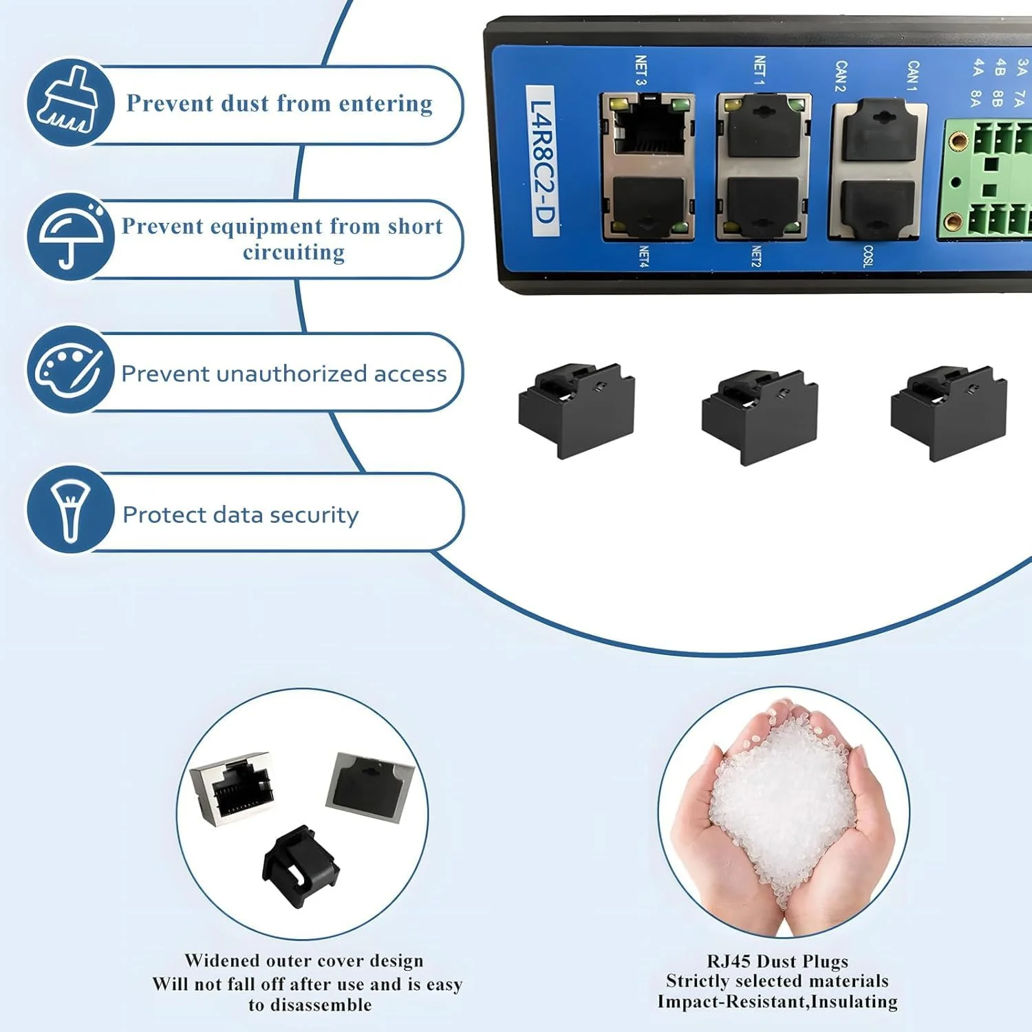 ۱۲ عدد قفل پورت RJ45 با ۱ کلید، مسدود کننده گرد و غبار پورت RJ45 قفل شونده، درپوش محافظ پورت مادگی RJ45، سازگار با دستگاه های دارای پورت RJ45 (مشکی)