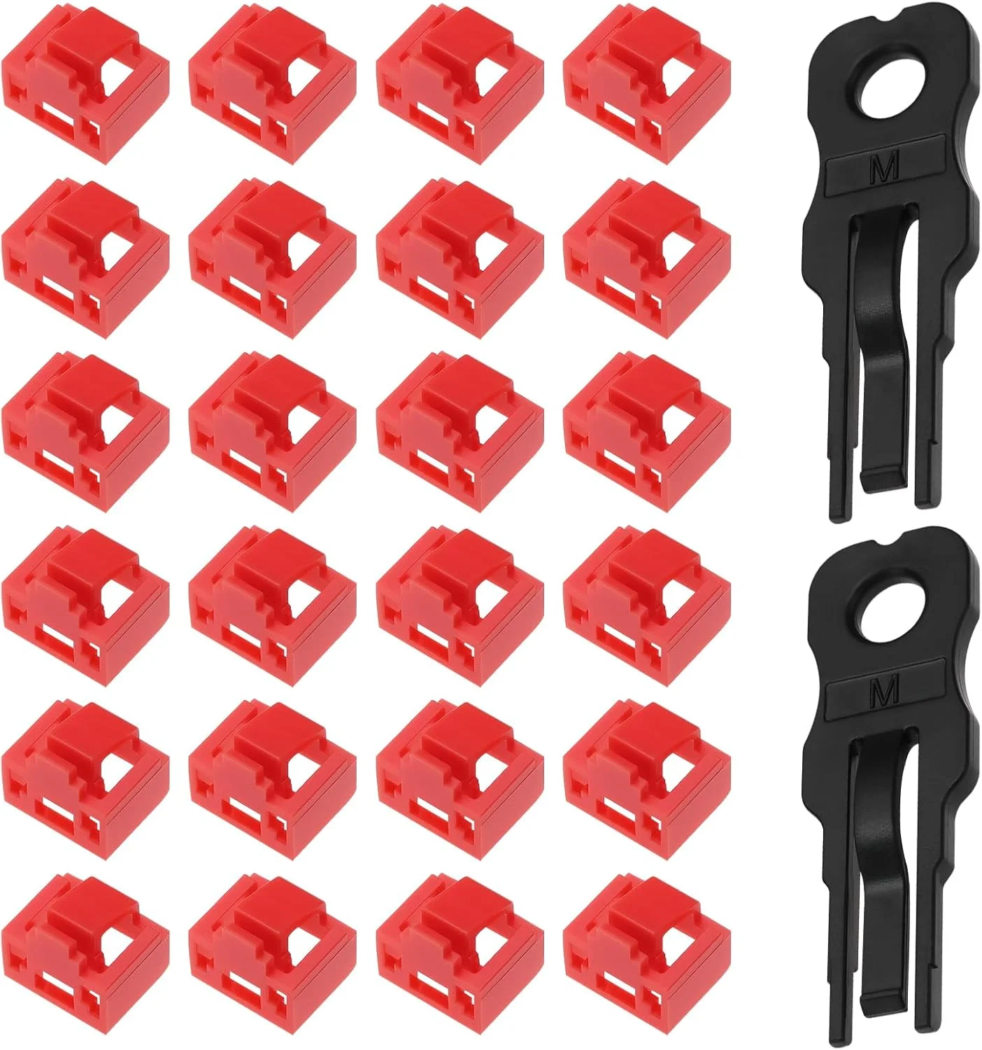 YINETTECH بسته 24 عددی قفل پورت RJ45 - درپوش های پوشش گرد و غبار اترنت - قرمز