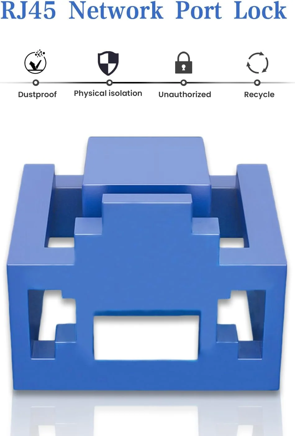 قفل پورت RJ45 زوئراکس 100 عددی با 10 کلید، مسدود کننده پورت/گرد و غبار RJ45، درپوش محافظ پورت مادگی RJ45 (آبی)