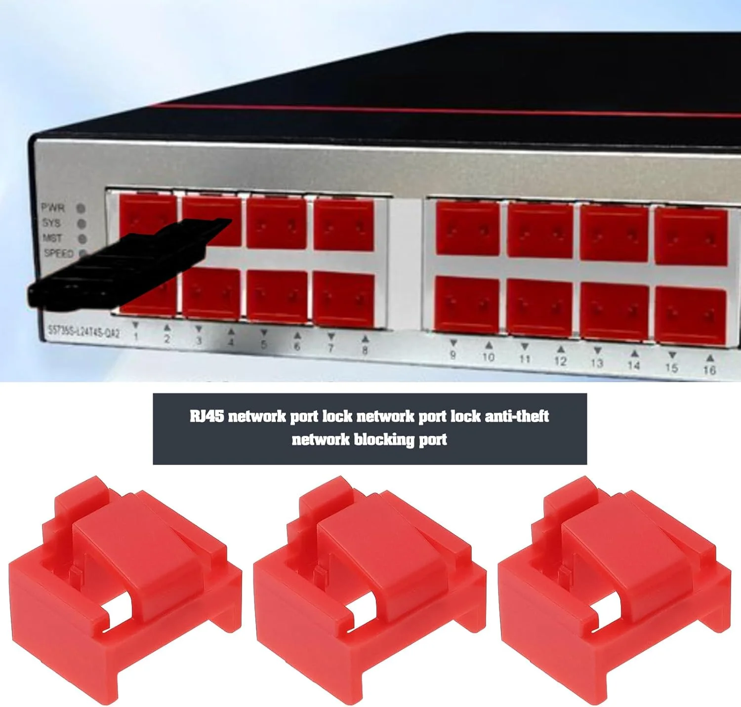 YINETTECH بسته 24 عددی قفل پورت RJ45 - درپوش های پوشش گرد و غبار اترنت - قرمز