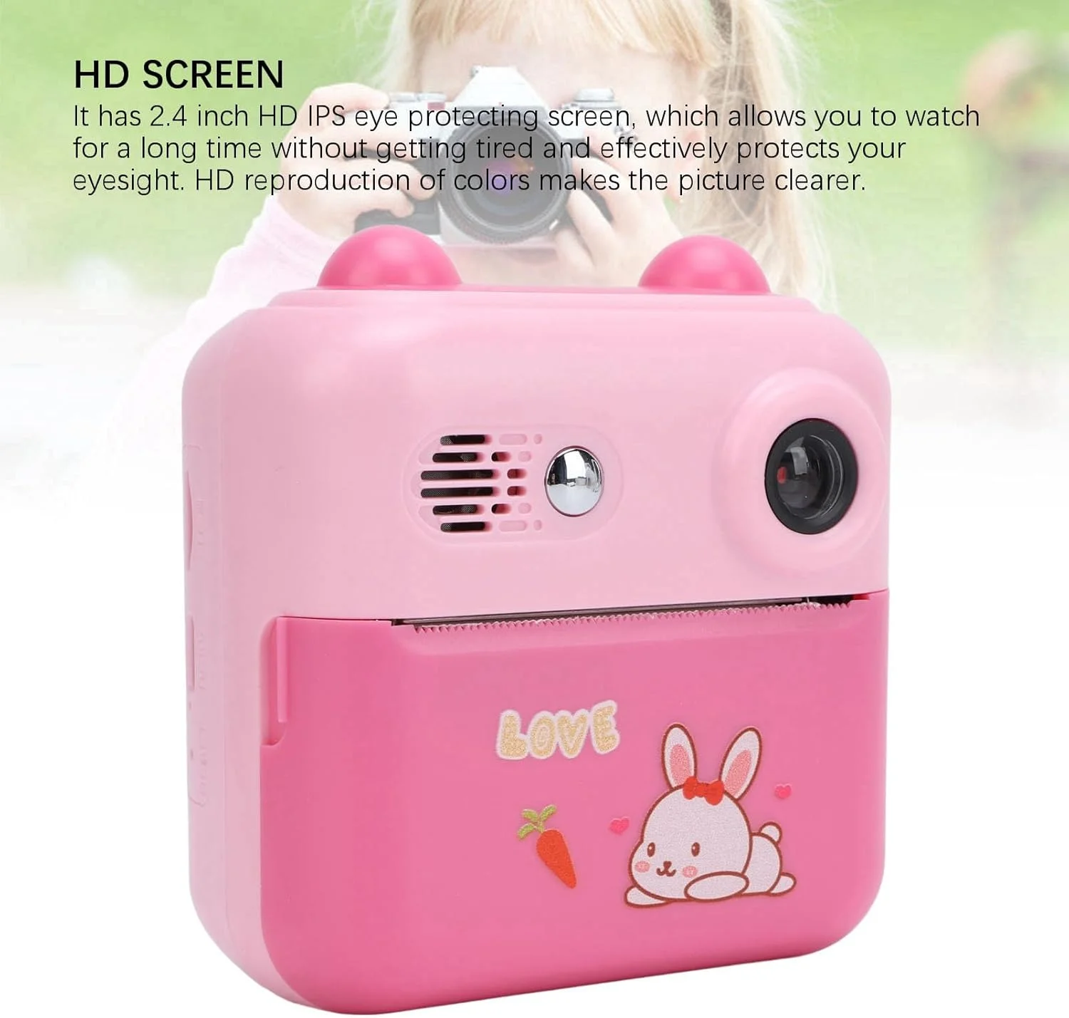 دوربین فوری چاپ RIZGHWOY 50MP 1080P با صفحه نمایش 2.4 اینچی و باتری بادوام، دوربین چاپ فوری جمع و جور برای علاقه مندان به عکاسی (رزی)