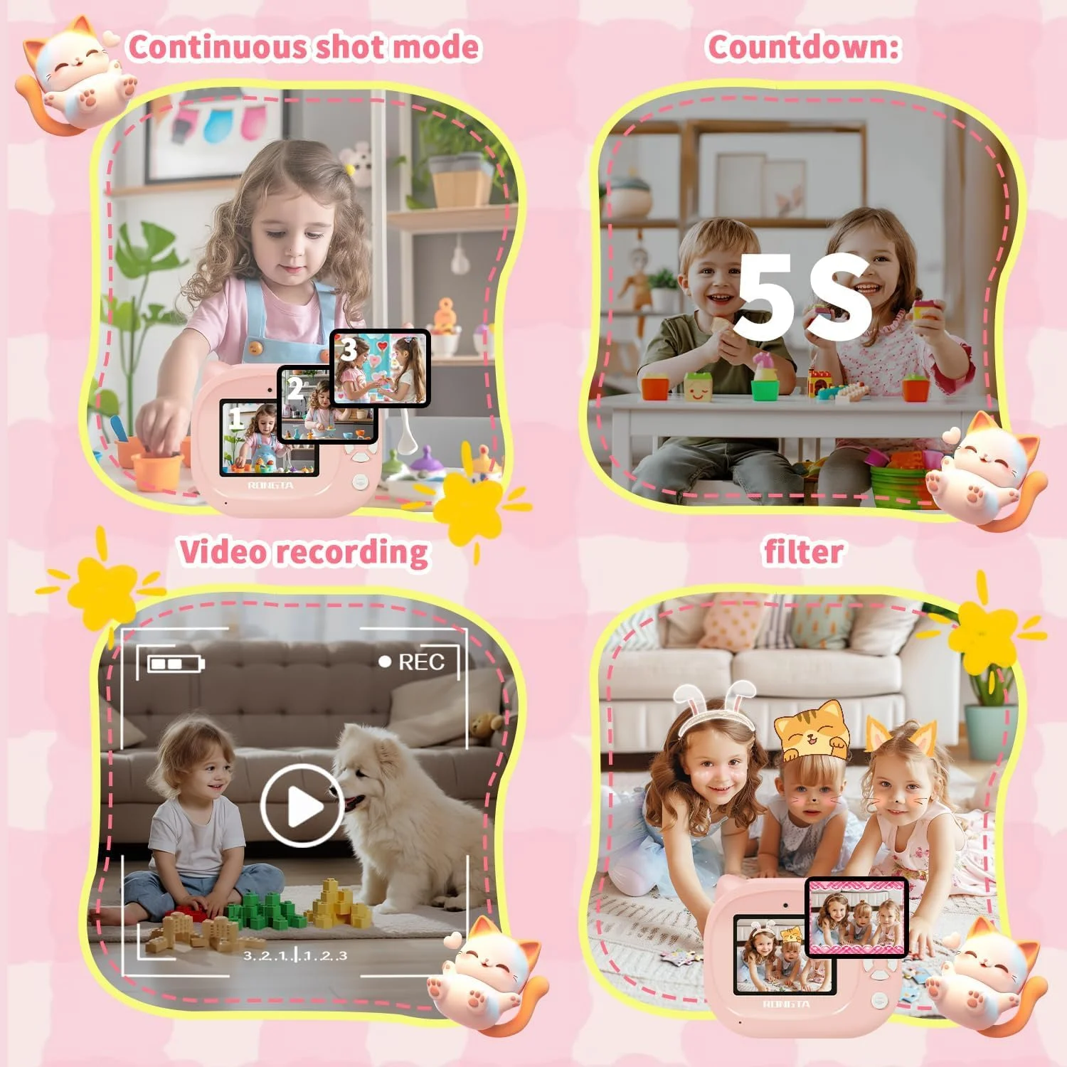 دوربین چاپ فوری کودکان Rongta، دوربین های فوری کودکان 1080P، هدیه تولد کریسمس برای دختران 3-12 ساله، دوربین فیلمبرداری فوری قابل حمل برای دختران 3 4 5 6 7 8 9 10 ساله (صورتی) دوربین چاپ فوری کودکان Rongta، دوربین های فوری کودکان 1080P، هدیه تولد کریسمس برای دختران 3-12 ساله، دوربین فیلمبرداری فوری قابل حمل برای دختران 3 4 5 6 7 8 9 10 ساله (صورتی)