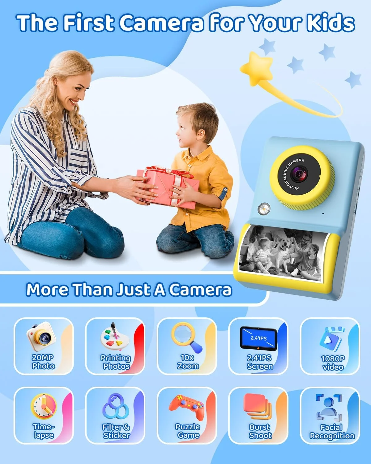 دوربین فوری چاپ کودکانه توساجو، دوربین دیجیتال کودک با کاغذ چاپ و کارت حافظه 32 گیگابایتی، دوربین فیلمبرداری با قلم های رنگی، هدیه تولد و کریسمس برای کودکان 3 تا 14 سال دوربین فوری چاپ کودکانه توساجو، دوربین دیجیتال کودک با کاغذ چاپ و کارت حافظه 32 گیگابایتی، دوربین فیلمبرداری با قلم های رنگی، هدیه تولد و کریسمس برای کودکان 3 تا 14 سال