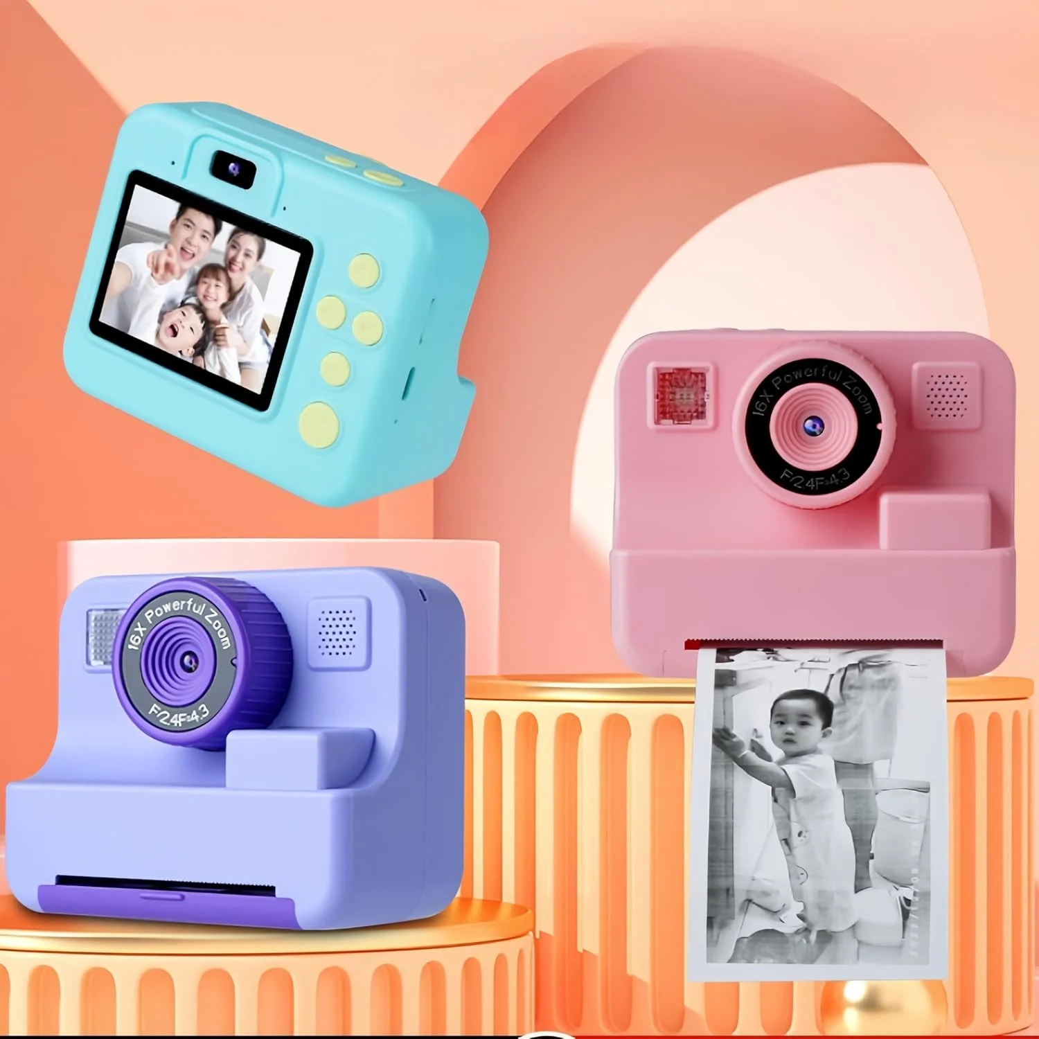 دوربین چاپ فوری برای کودکان، دوربین های فوری کودکانه با صفحه نمایش 2.4 اینچی، هدیه تولد کریسمس اسباب بازی قابل حمل برای دختران و پسران 3-12 سال (سبز)