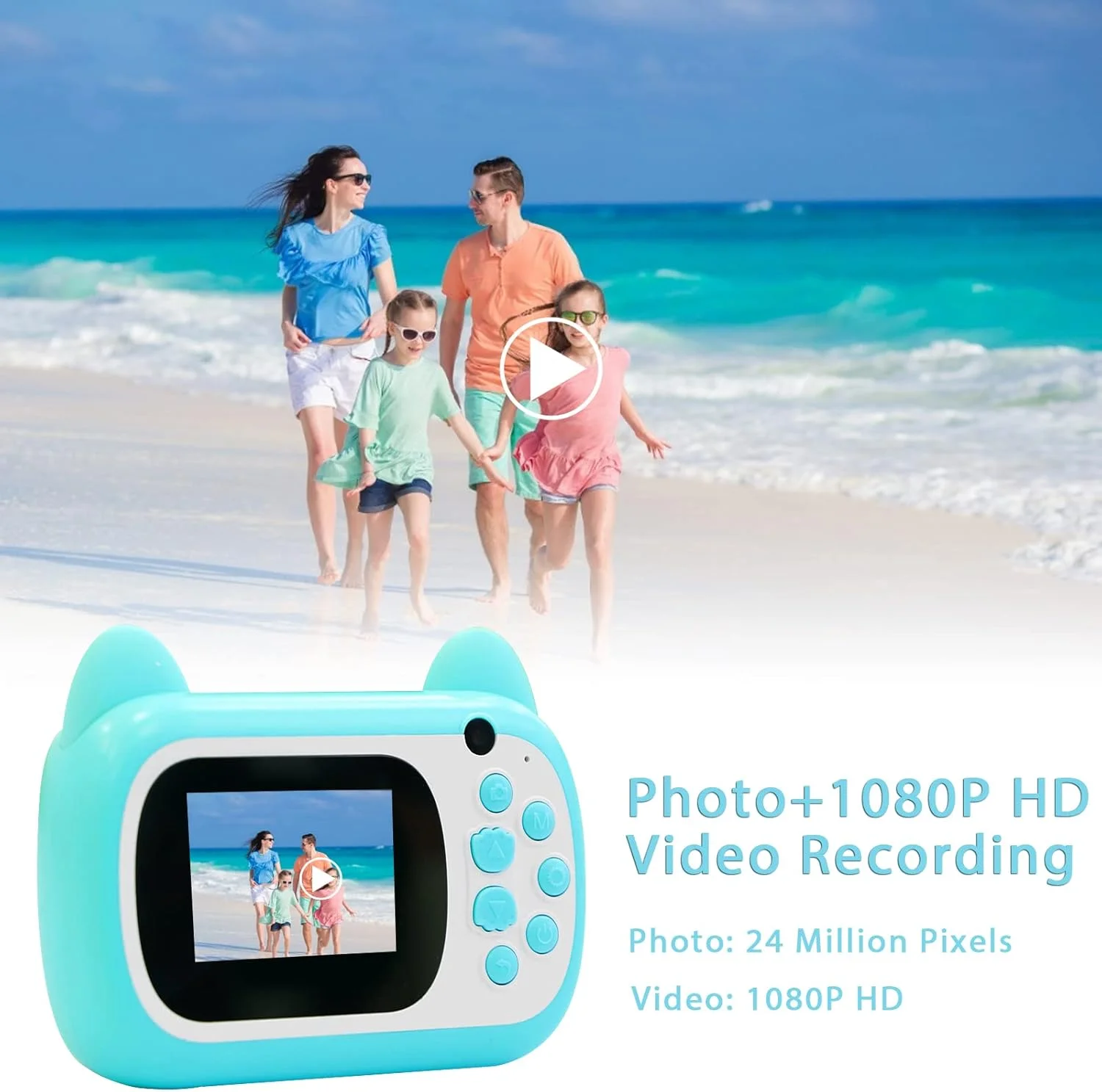 دوربین فوری TOYOGO برای کودکان، دوربین چاپ کودک با صفحه نمایش 2.4 اینچی LCD، دوربین دیجیتال برای کودکان با زوم 6 برابر، لنز دوگانه 24 مگاپیکسلی و ضبط کننده ویدئو 1080P، هدیه برای پسران و دختران