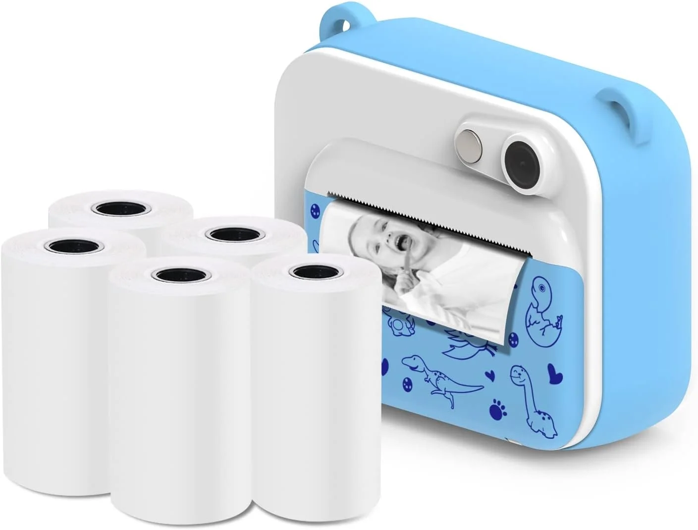 کاغذ چاپ مجدد دوربین چاپ فوری کودکانه Usteetic، 5 رول، 5.8 در 730 سانتی متر، سازگار با اکثر دوربین های فوری، سفید، نوردهی خودکار