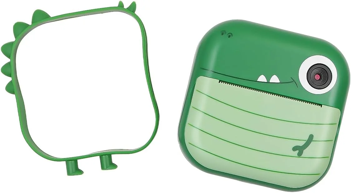 دوربین چاپ فوری کودکانه، دوربین عکس مینیاتوری دایناسور با 2 رول کاغذ چاپ برای پسران و دختران 48 مگاپیکسل 2.4 اینچ