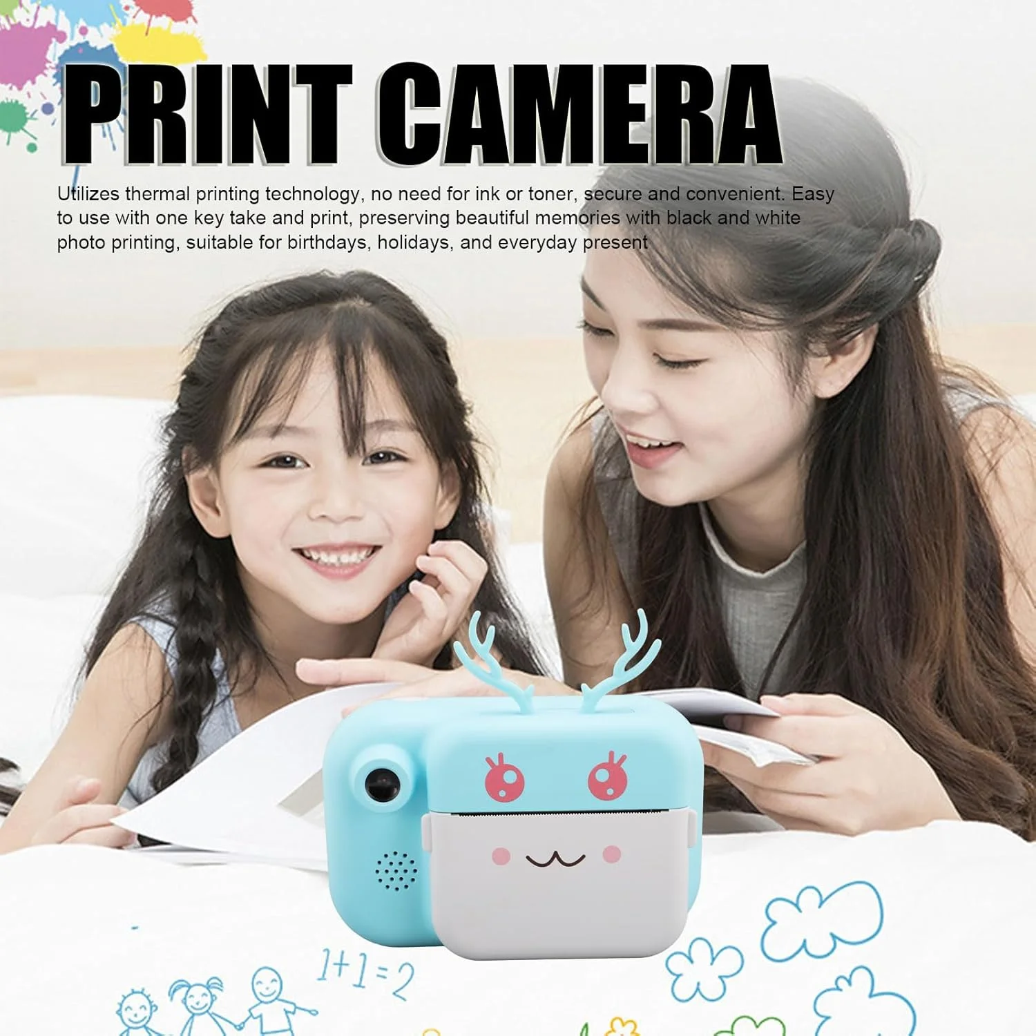 دوربین چاپ فوری کودکانه، دوربین های چاپ فوری دو لنز 48 مگاپیکسلی 1080P، دوربین عکس و فیلم صفحه نمایش 2.4 اینچی با زوم دیجیتال 2X و عملکرد بازی موسیقی دوربین چاپ فوری کودکانه، دوربین های چاپ فوری دو لنز 48 مگاپیکسلی 1080P، دوربین عکس و فیلم صفحه نمایش 2.4 اینچی با زوم دیجیتال 2X و عملکرد بازی موسیقی