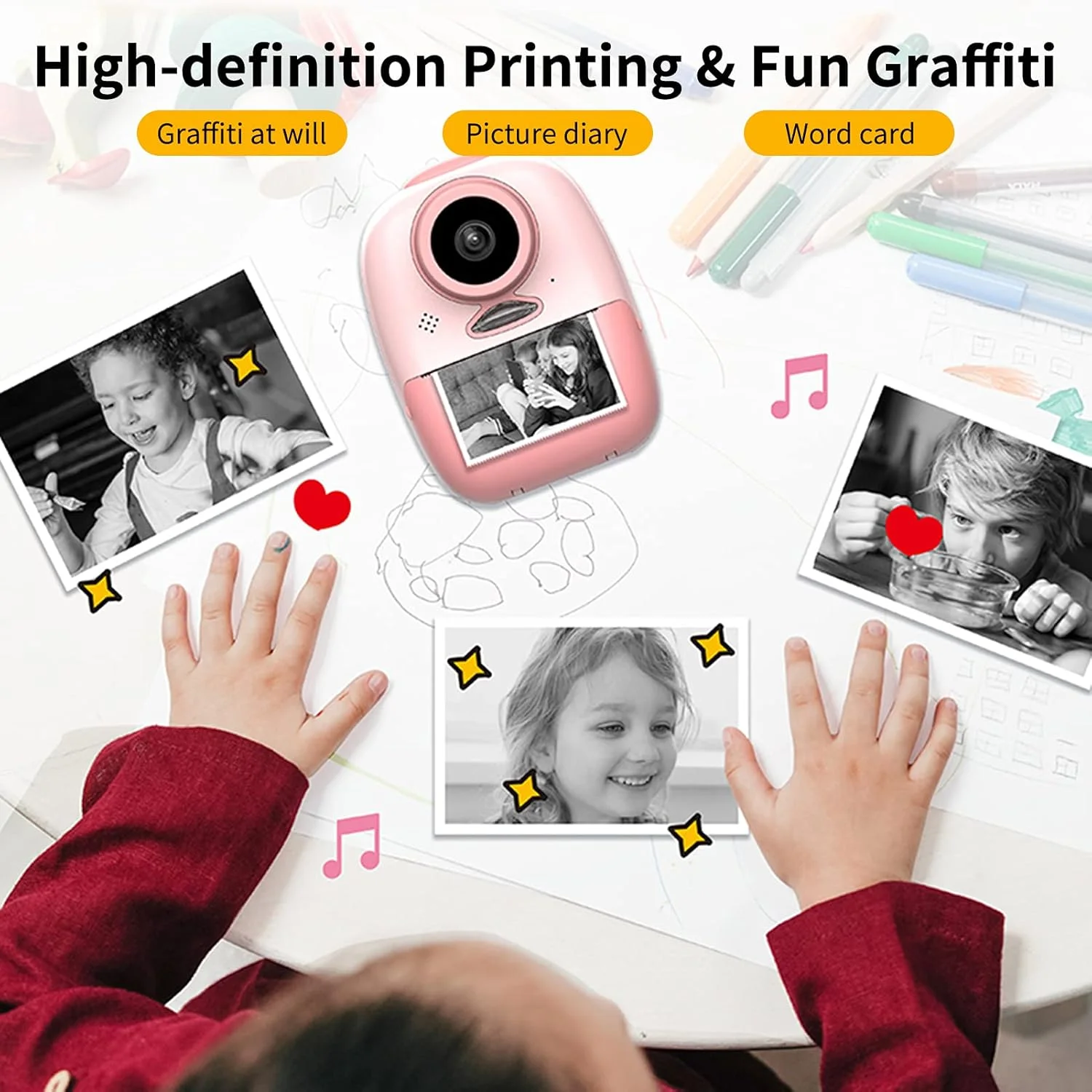 دوربین چاپ فوری D10، دوربین دیجیتال کوچک HD 1080P برای کودکان با نور LED، کاغذ چاپ، استیکر کارتونی، مداد رنگی، کارت TF 8G، پشتیبانی از بزرگنمایی 10 برابر برای پسران و دختران دوربین چاپ فوری D10، دوربین دیجیتال کوچک HD 1080P برای کودکان با نور LED، کاغذ چاپ، استیکر کارتونی، مداد رنگی، کارت TF 8G، پشتیبانی از بزرگنمایی 10 برابر برای پسران و دختران