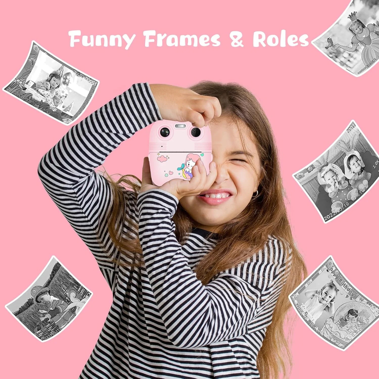 دوربین فوری چاپ کودکانه ydi، دوربین دیجیتال فوری سلفی HD1080P با صفحه نمایش دوگانه 2.4 اینچی برای کودکان به همراه کارت 32 گیگابایتی، اسباب بازی و هدیه برای کودکان 3 تا 12 سال، صورتی