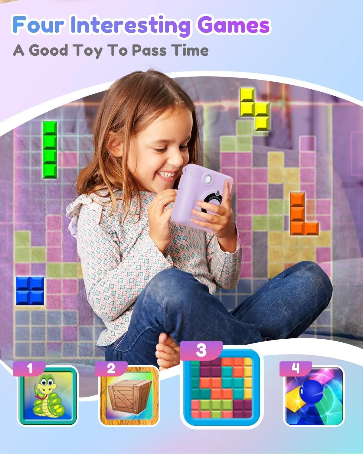 دوربین فوری چاپ کودکانه YORKOO برای دختران و پسران، دوربین اسباب بازی دیجیتال HD 1080P، هدیه تولد برای دختران 3 4 5 6 7 8 9 10 ساله، ضبط کننده ویدئو، کارت SD 32 گیگابایتی