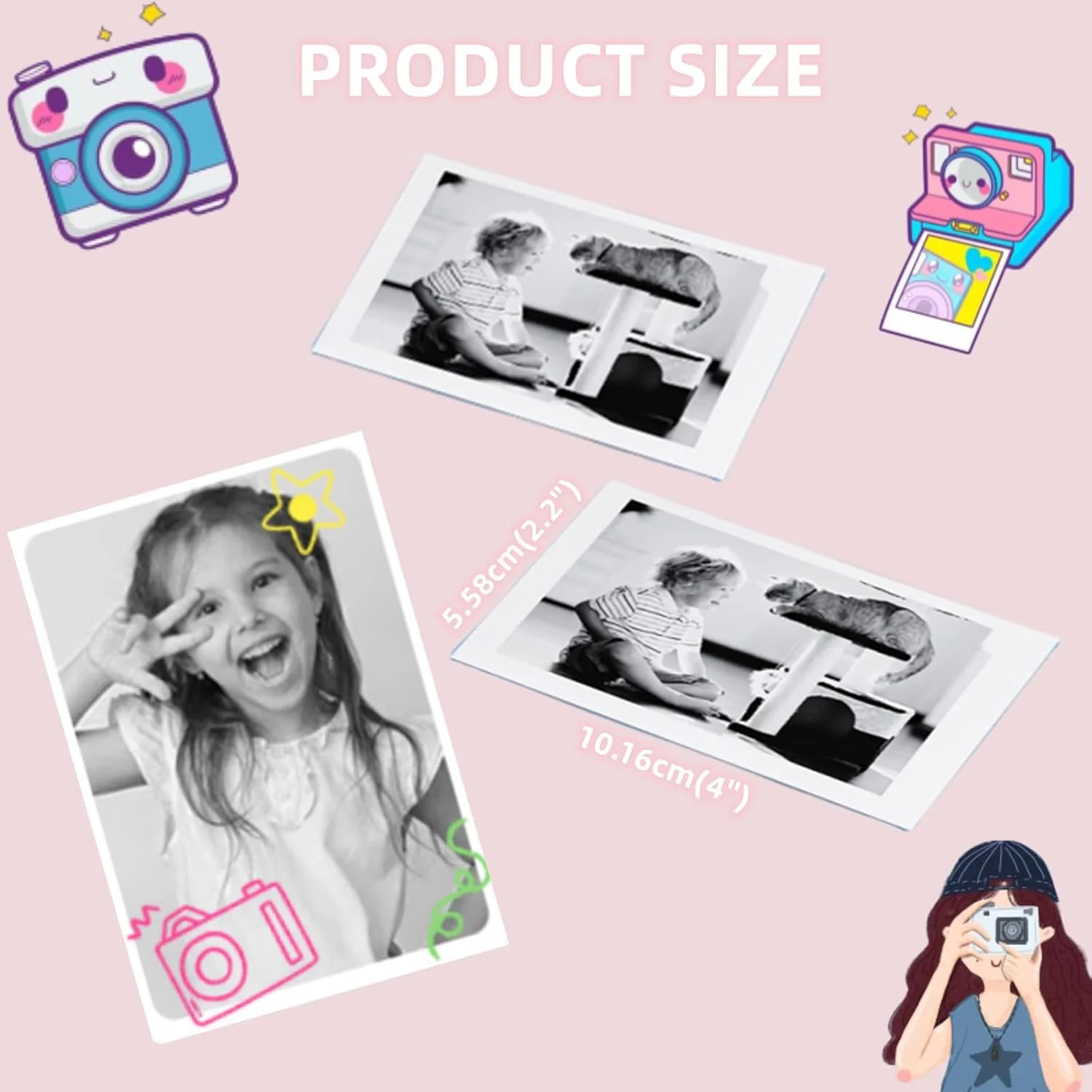 دوربین چاپ فوری کودکانه، 5 رول کاغذ چاپ دوربین کودکانه برای دوربین چاپ فوری کودک