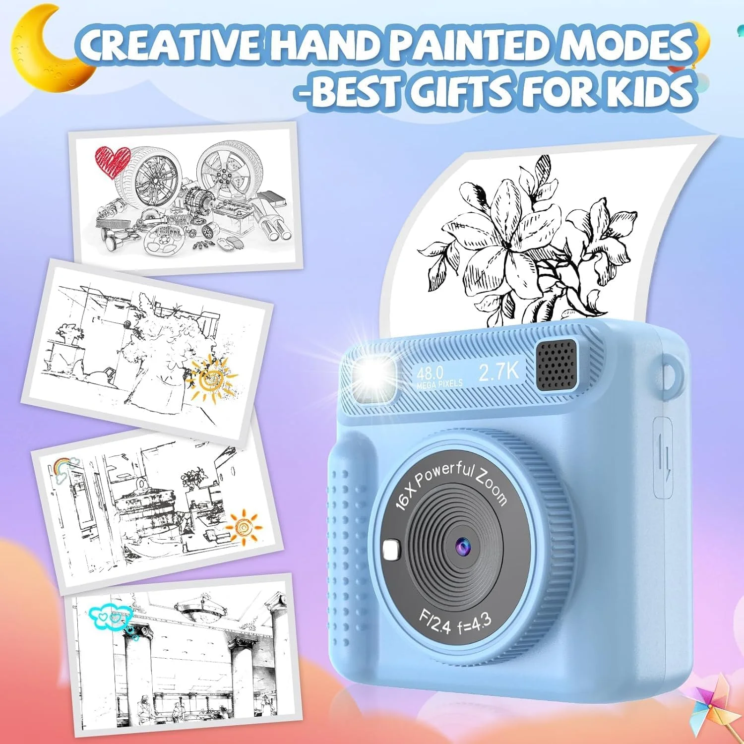 دوربین چاپ فوری 3Clock برای کودکان، فیلمبرداری دیجیتال، دوربین فوری، دوربین دیجیتال سلفی 1080P HD کودک نوپا با کاغذ چاپ، کارت SD 32 گیگابایتی، اسباب بازی قابل حمل هدیه برای دختران و پسران (آبی) دوربین چاپ فوری 3Clock برای کودکان، فیلمبرداری دیجیتال، دوربین فوری، دوربین دیجیتال سلفی 1080P HD کودک نوپا با کاغذ چاپ، کارت SD 32 گیگابایتی، اسباب بازی قابل حمل هدیه برای دختران و پسران (آبی)