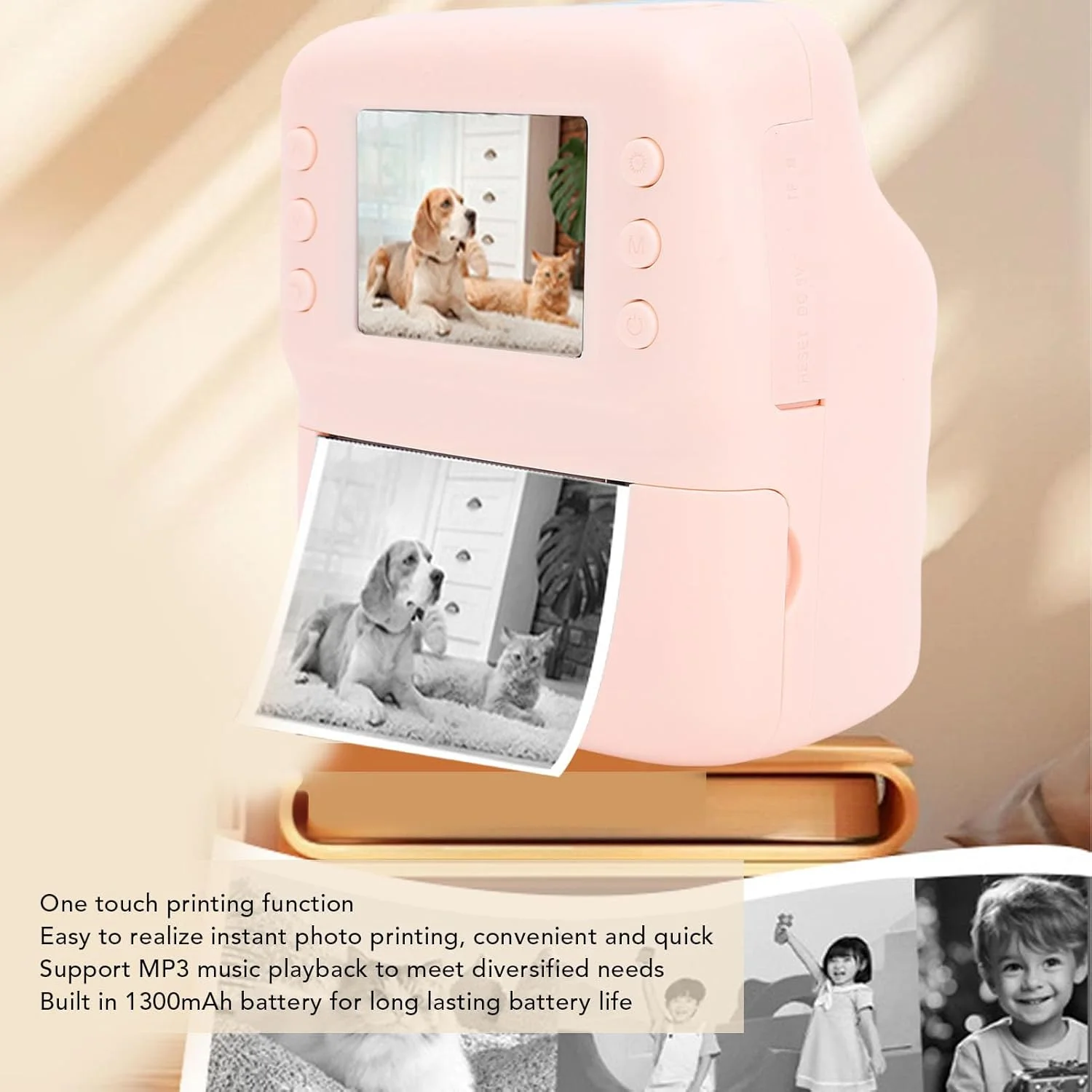 دوربین چاپ فوری Annadue، 2.4 اینچ 48 مگاپیکسل 1080P، پخش MP3، همراه با 3 رول کاغذ چاپ، هدیه تولد کریسمس (بدون کارت حافظه)