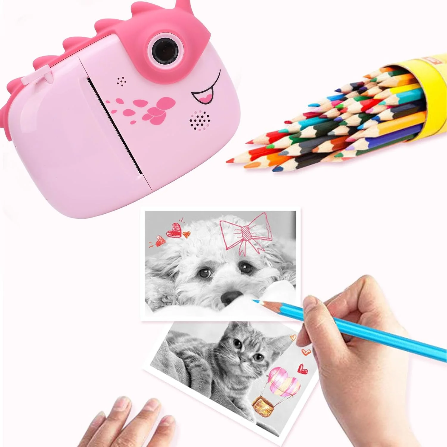 دوربین چاپ فوری کودکانه Asixxsix، دوربین فیلمبرداری دیجیتال 1080P 48MP برای کودکان نوپا، چاپ فوری 3 اینچی IPS برای کودکان، سلفی دیجیتال با فیلم های 1080P (صورتی)