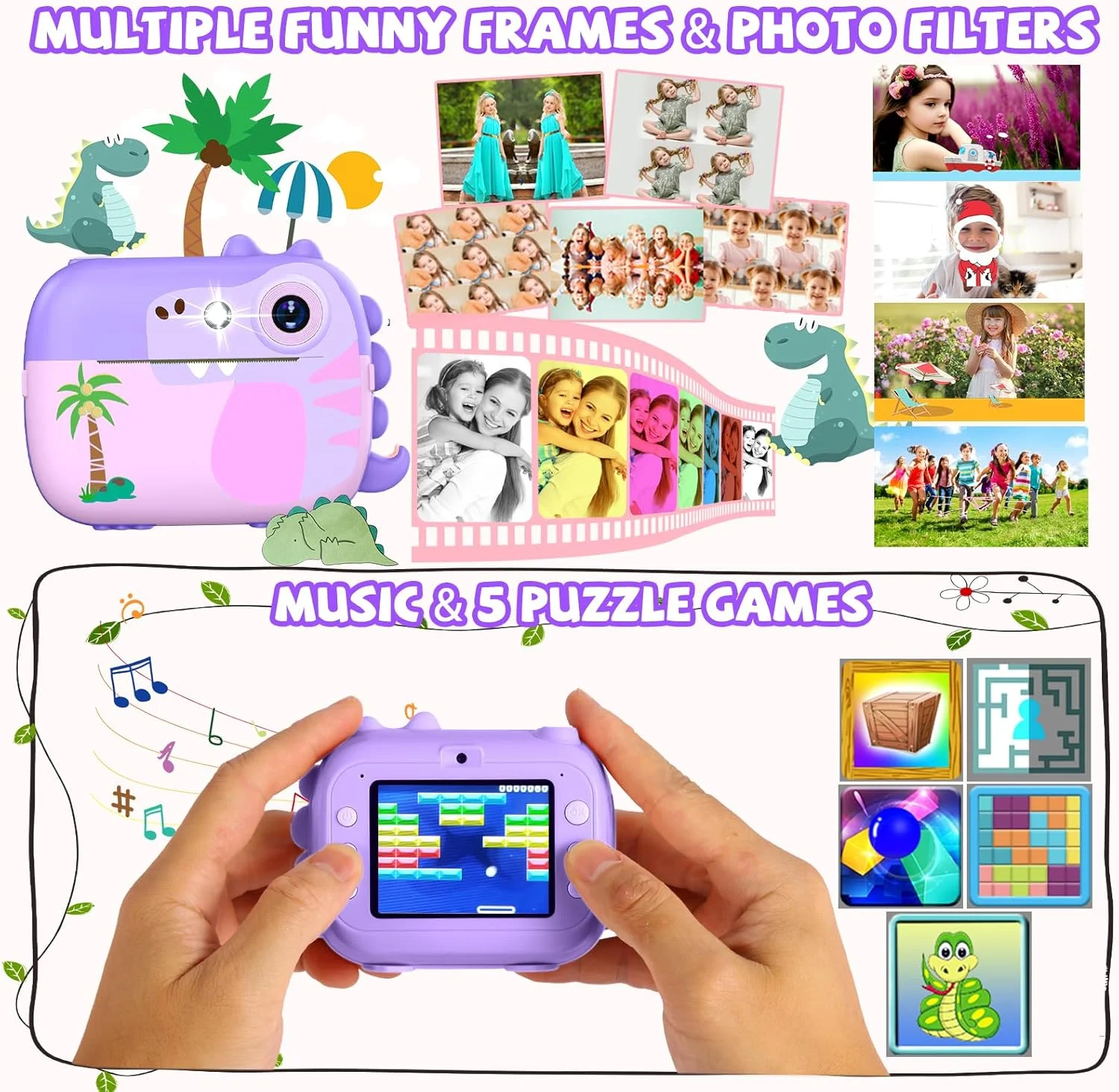 دوربین چاپ فوری کودکان، اسباب بازی دوربین دیجیتال کودکان با فیلم HD برای کودکان 3-12 ساله، هدیه جشنواره تولد کریسمس برای دختران پسران، با 7 رول کاغذ فوری، M3 دوربین چاپ فوری کودکان، اسباب بازی دوربین دیجیتال کودکان با فیلم HD برای کودکان 3-12 ساله، هدیه جشنواره تولد کریسمس برای دختران پسران، با 7 رول کاغذ فوری، M3