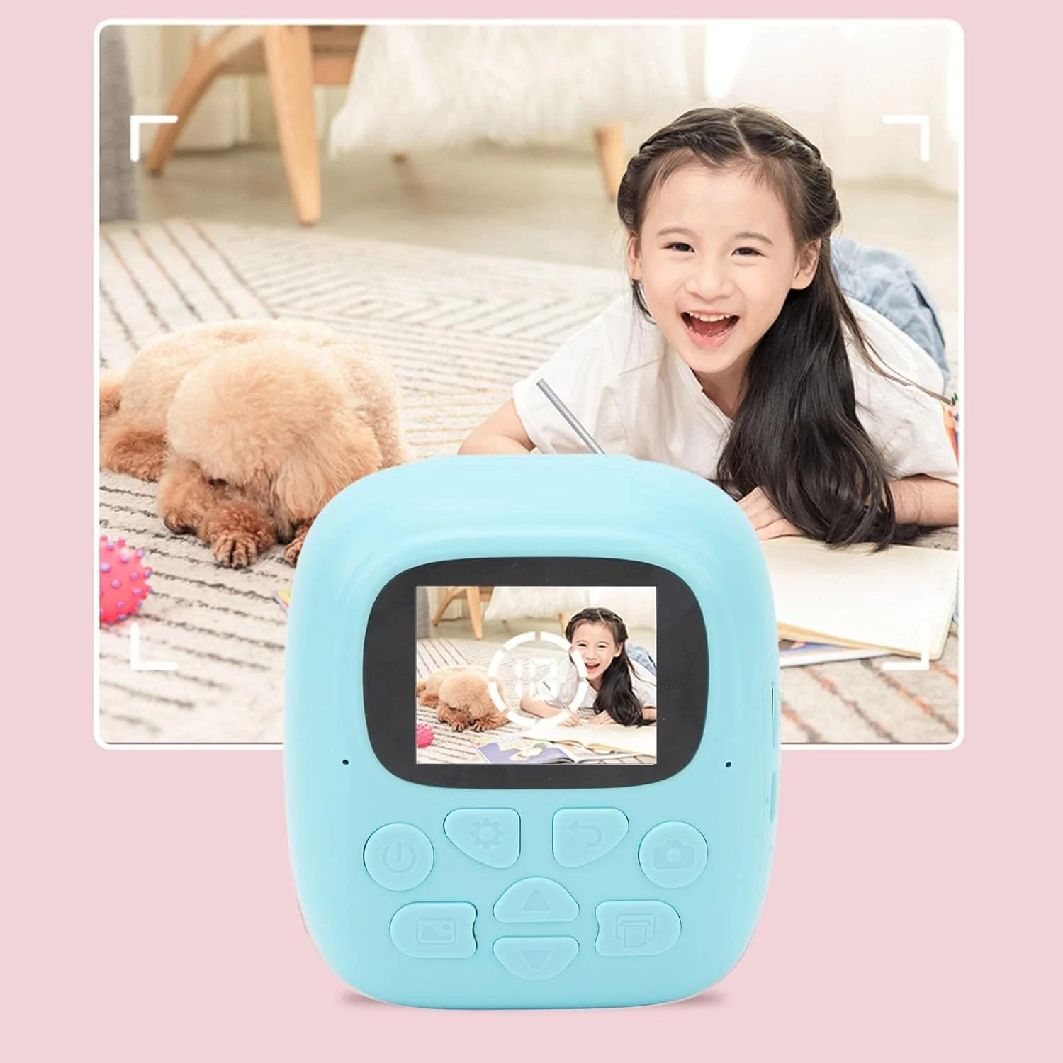 دوربین کودکانه، دوربین دیجیتال 48 مگاپیکسلی دو لنز با چاپ فوری، چاپگر حرارتی کوچک، هدیه تعطیلات برای پسران و دختران (آبی)