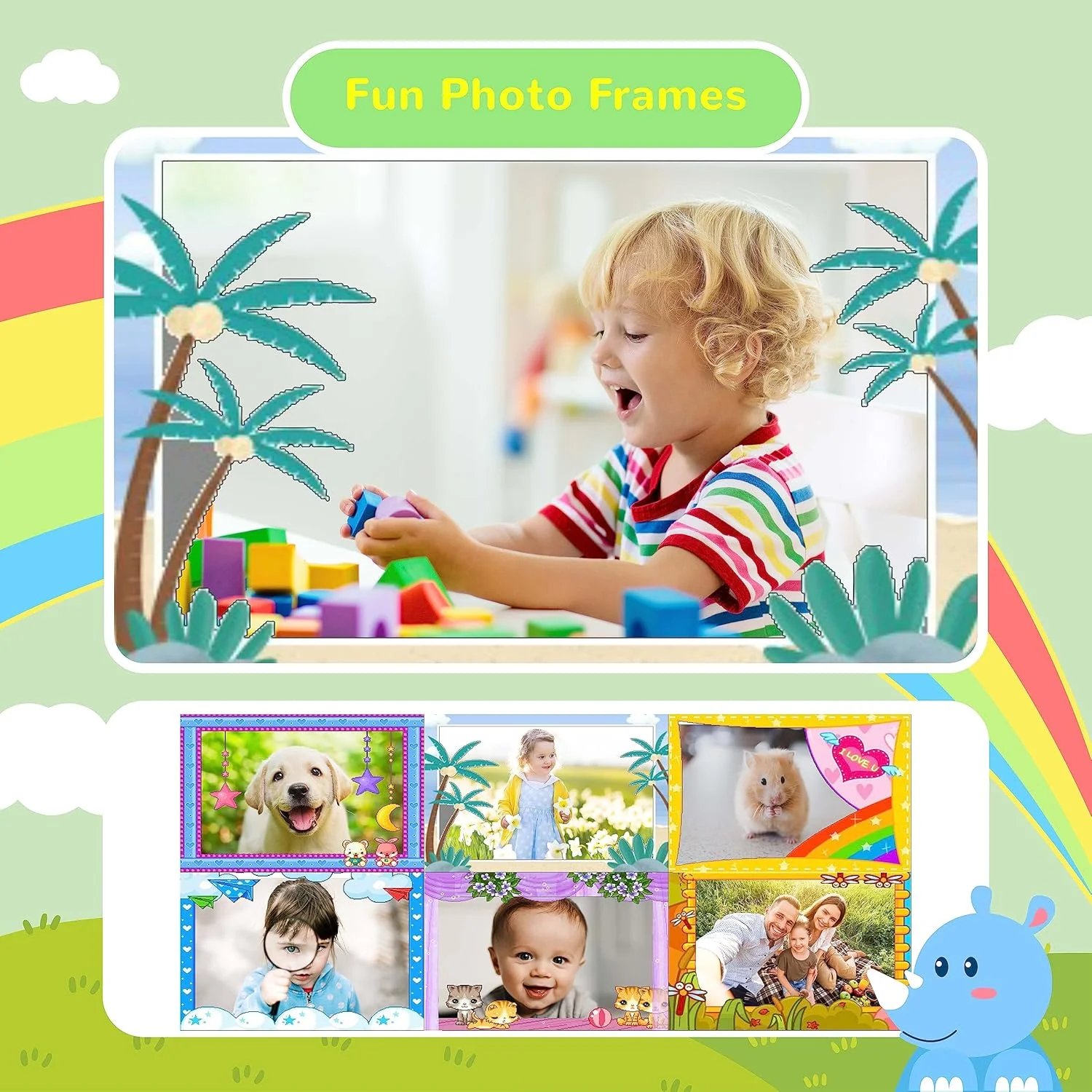 دوربین کودکانه CAMCLID، دوربین فوری برای کودکان، 1080P با 3 رول کاغذ چاپ و کارت 32 گیگابایتی، لنز دوگانه، زوم 16 برابر، ویدیوی HD، بازی ها، جلوه های خلاقانه (سبز)