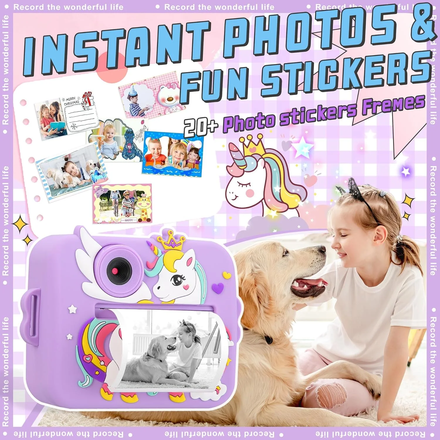 دوربین بچگانه، دوربین چاپ فوری برای کودکان پسر/دختر، دوربین دیجیتال 1080P Pro HD برای کودکان به همراه کاغذ چاپ و کارت TF 32 گیگابایتی، اسباب بازی های سرگرم کننده برای تولد کودکان