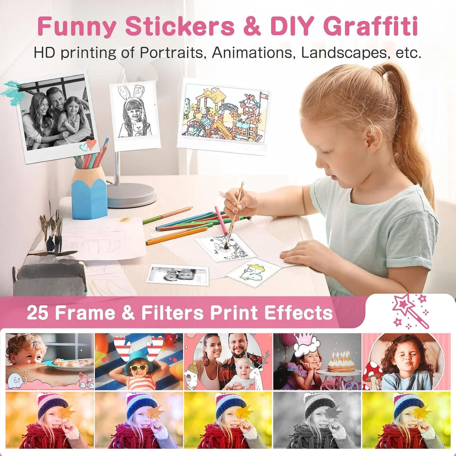 دوربین چاپ فوری کودکانه، دو لنز 48 مگاپیکسل، دوربین سلفی و فیلمبرداری HD 1080P به همراه کارت 32 گیگابایتی و 4 کاغذ چاپ، مناسب هدیه تولد برای پسران و دختران 3 تا 12 سال (صورتی) دوربین چاپ فوری کودکانه، دو لنز 48 مگاپیکسل، دوربین سلفی و فیلمبرداری HD 1080P به همراه کارت 32 گیگابایتی و 4 کاغذ چاپ، مناسب هدیه تولد برای پسران و دختران 3 تا 12 سال (صورتی)