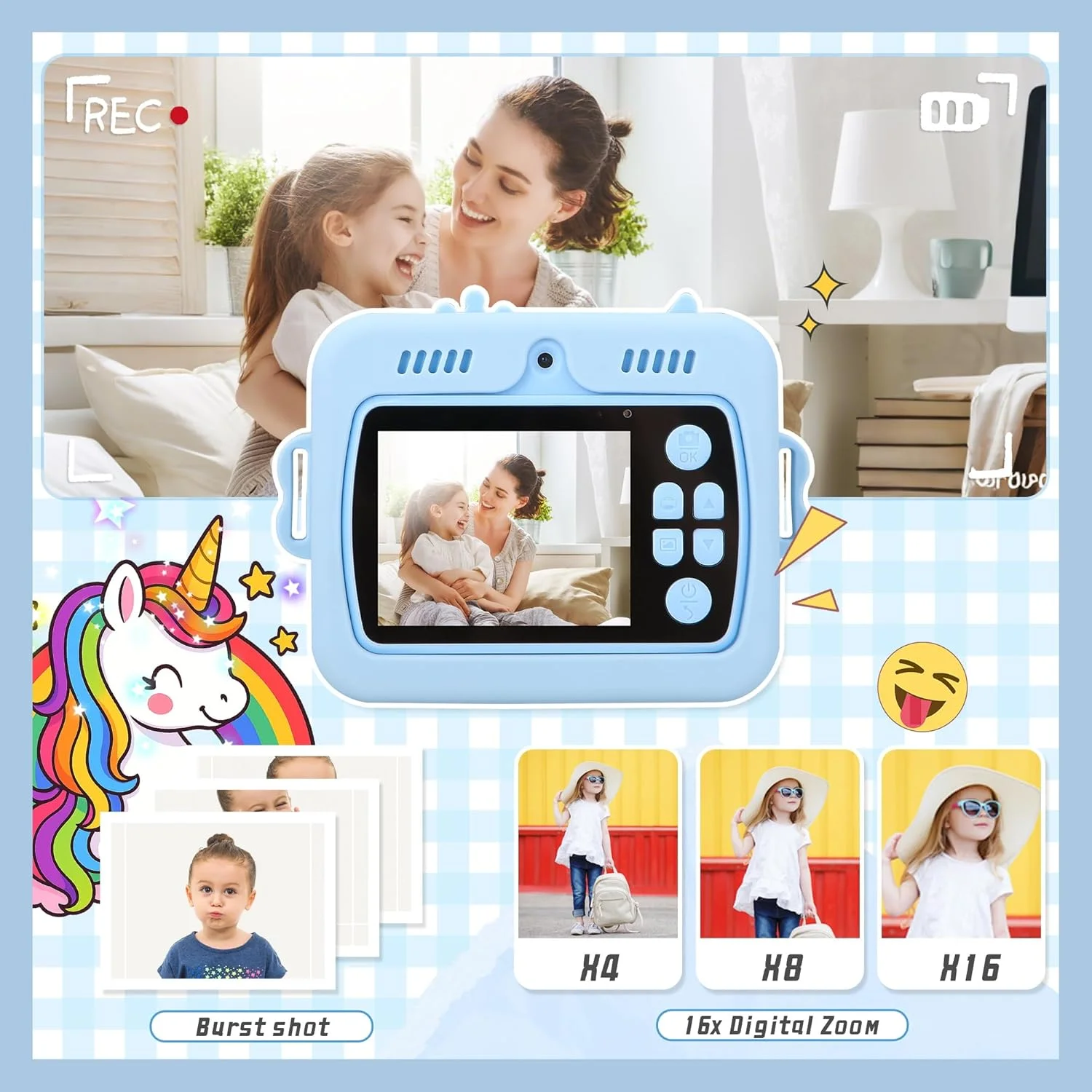 دوربین کودکانه، دوربین چاپ فوری برای پسران/دختران کودک، دوربین دیجیتال 1080P Pro HD برای کودکان به همراه کاغذ چاپ و کارت TF 32 گیگابایتی، اسباب بازی های سرگرم کننده کودکان برای تولد