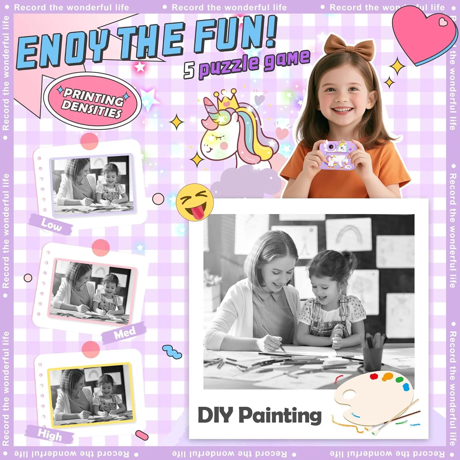 دوربین بچگانه، دوربین چاپ فوری برای کودکان پسر/دختر، دوربین دیجیتال 1080P Pro HD برای کودکان به همراه کاغذ چاپ و کارت TF 32 گیگابایتی، اسباب بازی های سرگرم کننده برای تولد کودکان