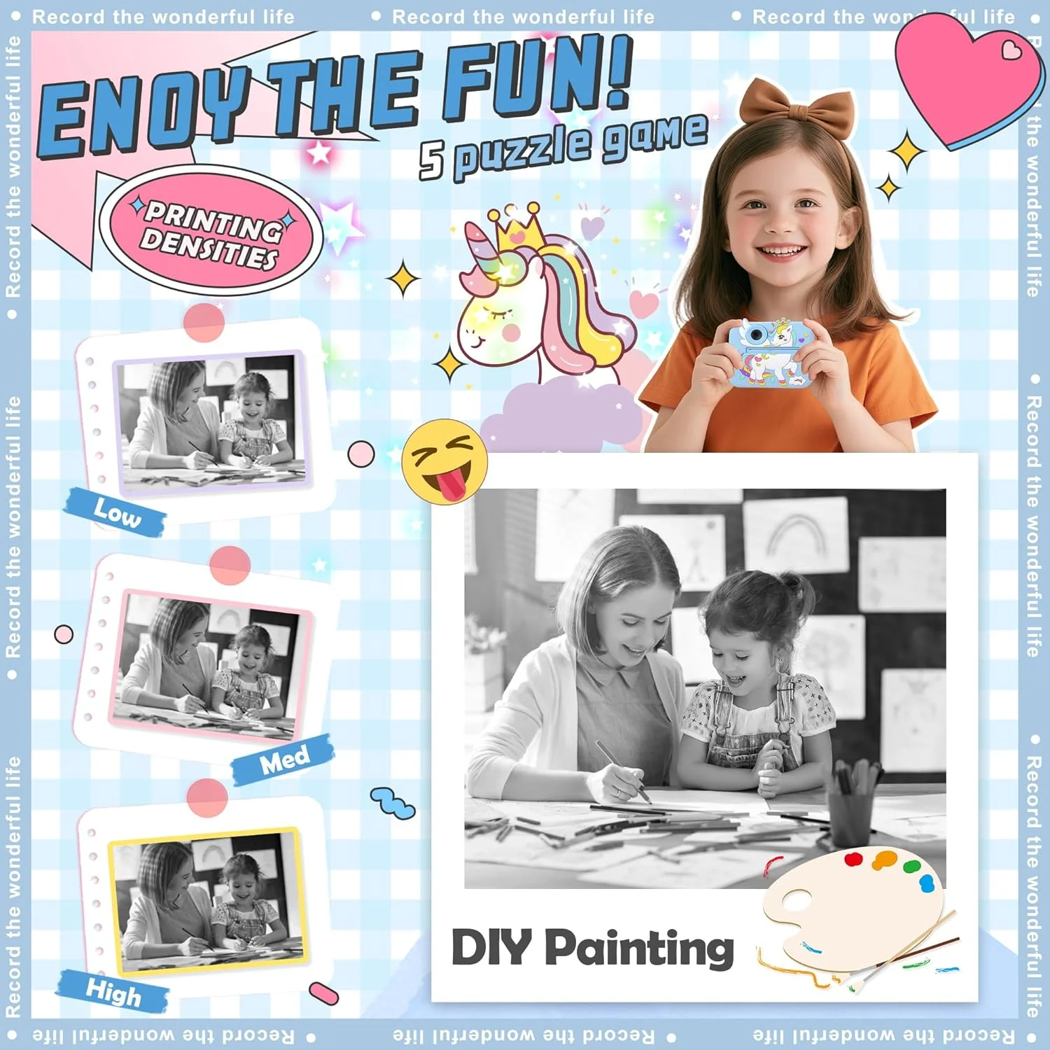 دوربین کودکانه، دوربین چاپ فوری برای پسران/دختران کودک، دوربین دیجیتال 1080P Pro HD برای کودکان به همراه کاغذ چاپ و کارت TF 32 گیگابایتی، اسباب بازی های سرگرم کننده کودکان برای تولد