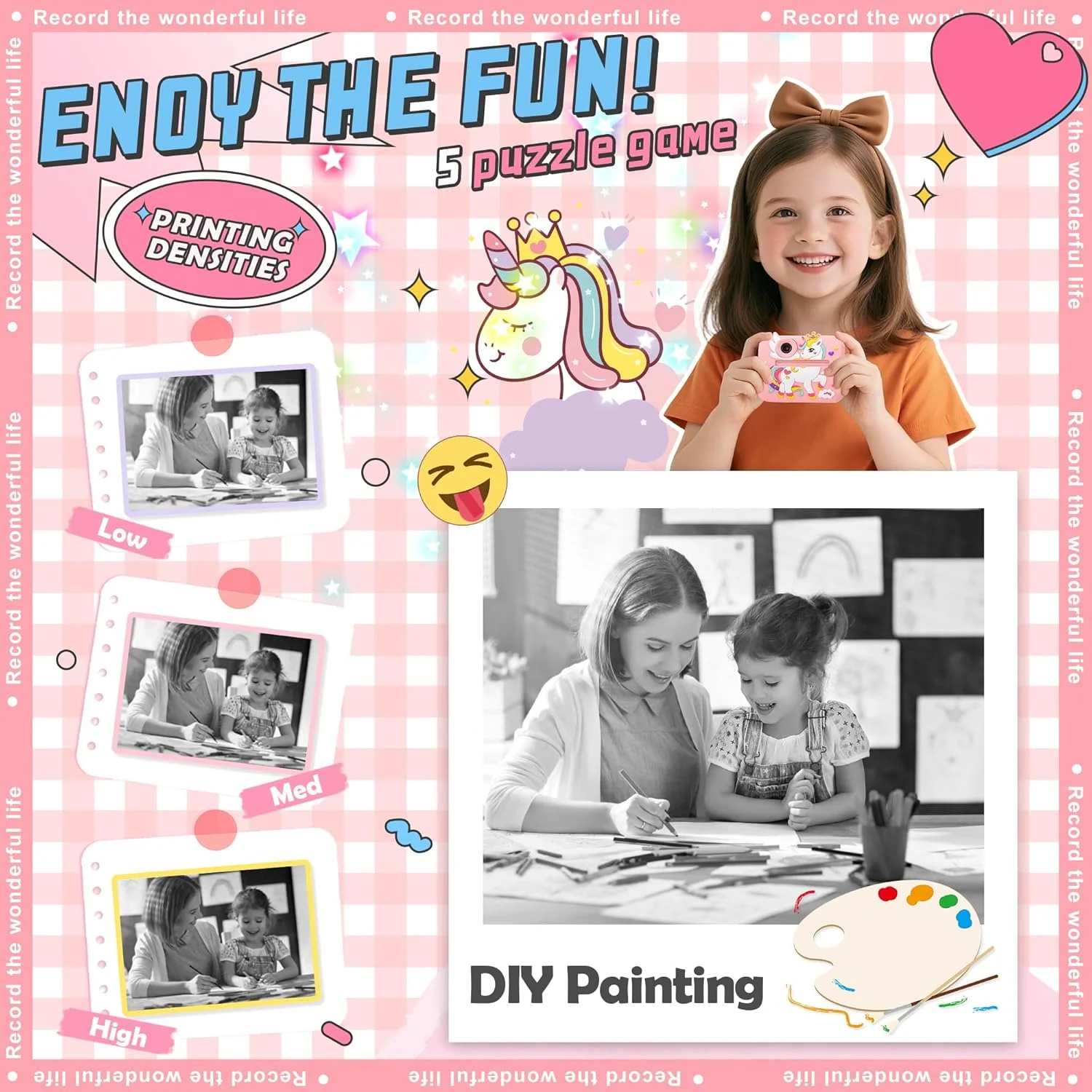 دوربین کودکانه، دوربین چاپ فوری برای پسران/دختران کودک، دوربین دیجیتال 1080P Pro HD برای کودکان به همراه کاغذ چاپ و کارت TF 32 گیگابایتی، اسباب بازی های سرگرم کننده کودکان برای تولد