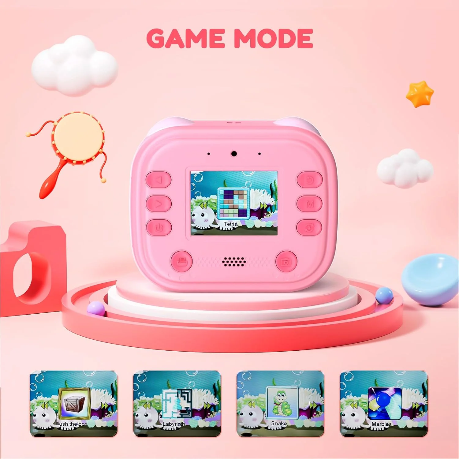 دوربین فوری چاپ کودکانه با صفحه نمایش 2.0 اینچی 1080P، دوربین فوری کودکان به همراه کاغذ چاپ، هدیه برای پسران و دختران 3-12 سال.