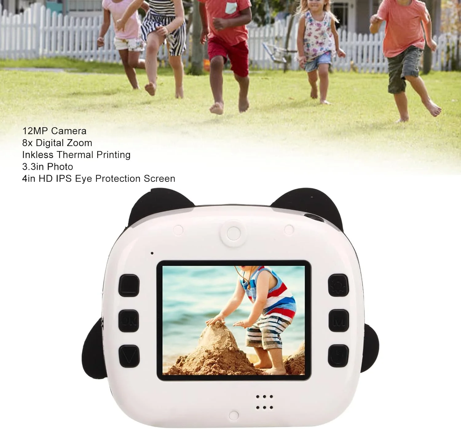 دوربین فوری کودکان، اسباب بازی دوربین کودکان، دوربین 2.4 اینچی HD IPS، 12 میلیون پیکسل، چاپ حرارتی، هدیه تولد کریسمس کودکان