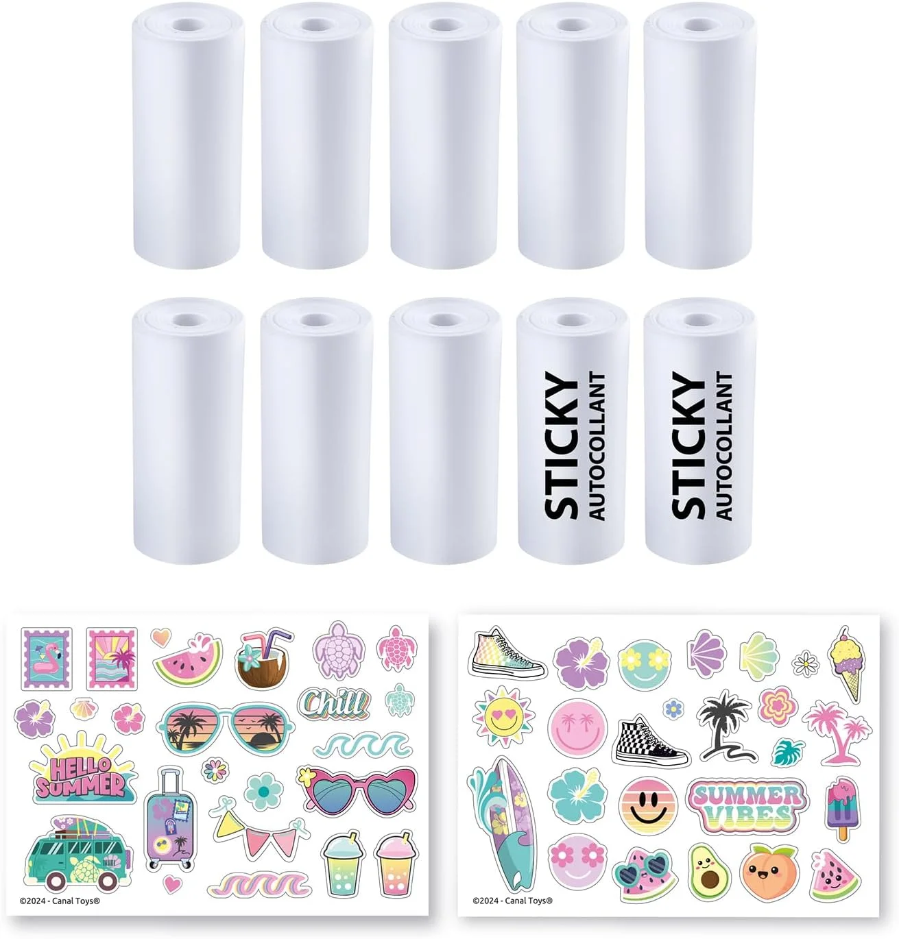 بسته 10 عددی کاغذ چاپ عکس فوری Canal Toys Studio Creator، مناسب برای Photo Creator، بیش از 700 پرینت، خشک شدن فوری، امکان شخصی سازی با استیکرهای جذاب، سفید (CLK 005)