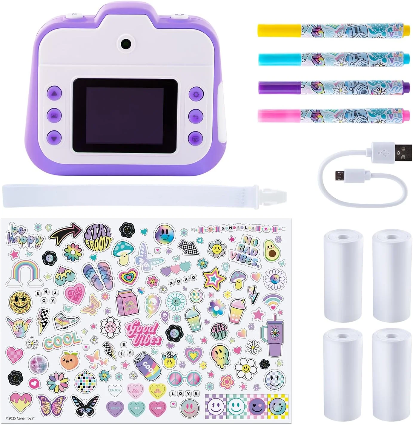 دوربین چاپ فوری بنفش Canal Toys - Photo Creator برای کودکان 8+ - دوربین سلفی و فیلمبرداری - چاپ بدون جوهر روی کاغذ حرارتی - ایده هدیه - CLK 056