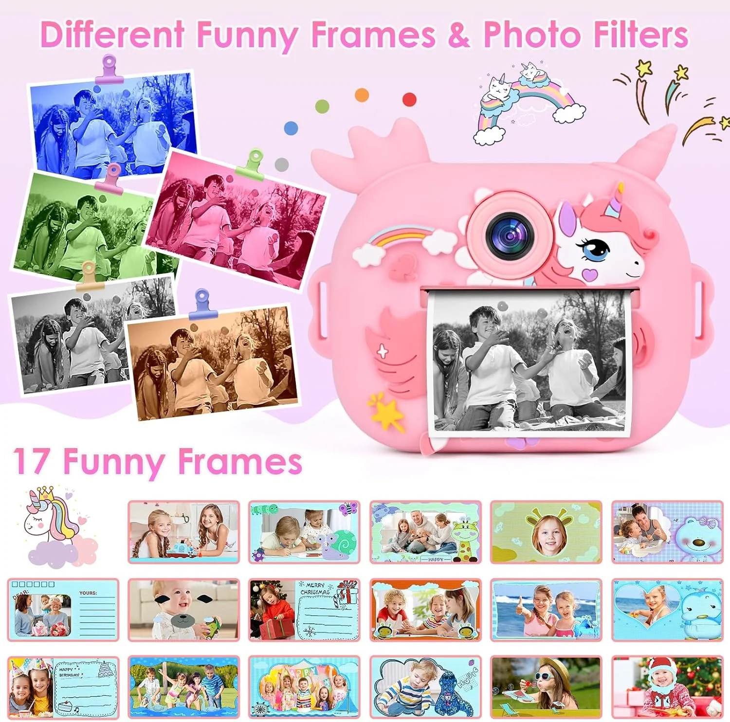 دوربین فوری چاپ کودکانه GuKKK 1080P، صفحه نمایش 2.4 اینچی، دوربین دیجیتال برای کودکان، با کارت 32 گیگابایتی، 10 رول کاغذ چاپ، 5 قلم رنگی، هدیه (صورتی) دوربین فوری چاپ کودکانه GuKKK 1080P، صفحه نمایش 2.4 اینچی، دوربین دیجیتال برای کودکان، با کارت 32 گیگابایتی، 10 رول کاغذ چاپ، 5 قلم رنگی، هدیه (صورتی)