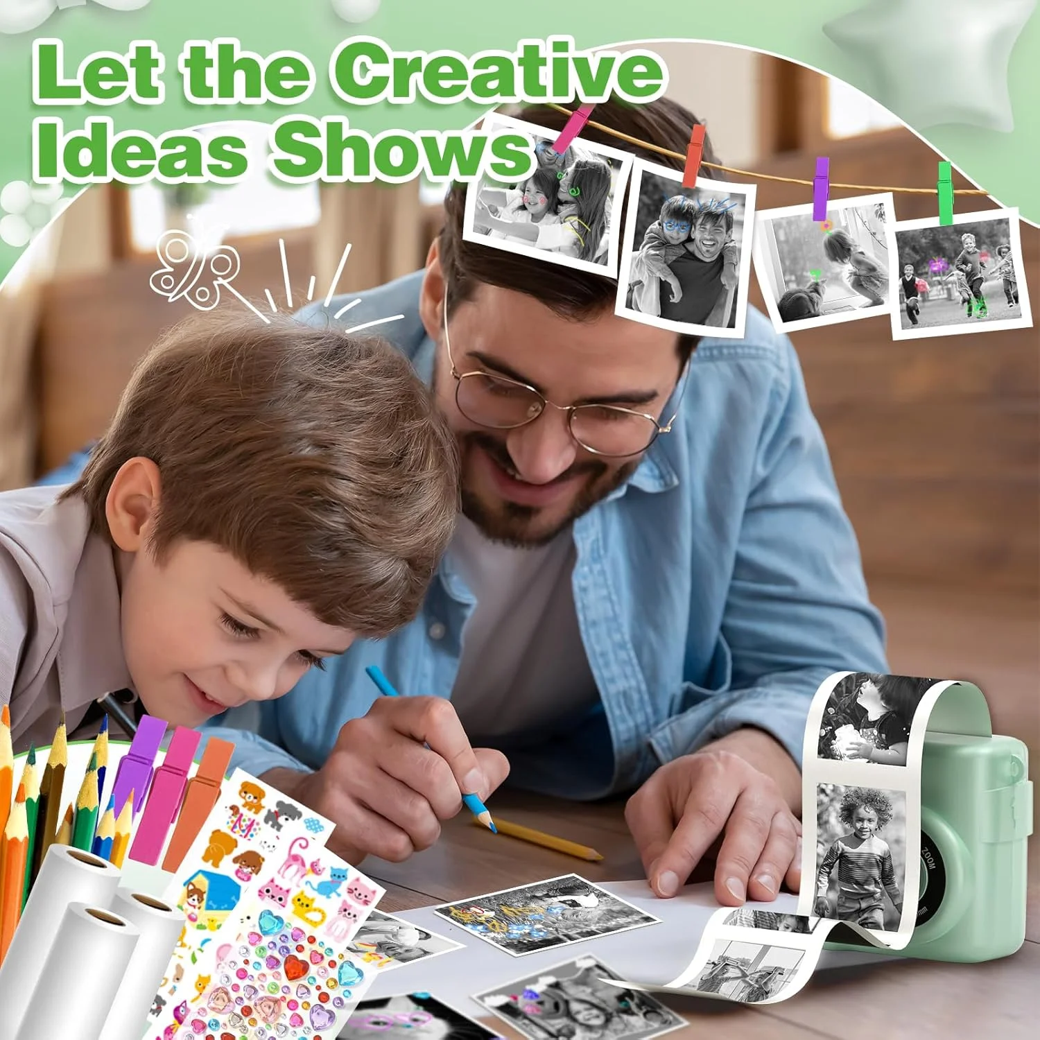 دوربین کودکانه - دوربین چاپ فوری دیجیتال 1080P - زوم دیجیتال 16 برابر صفحه نمایش 2.4 اینچی - کارت 32 گیگابایتی - 3 رول کاغذ چاپ - به همراه کیف نگهداری هدیه کریسمس برای کودکان 3-12 سال دوربین کودکانه - دوربین چاپ فوری دیجیتال 1080P - زوم دیجیتال 16 برابر صفحه نمایش 2.4 اینچی - کارت 32 گیگابایتی - 3 رول کاغذ چاپ - به همراه کیف نگهداری هدیه کریسمس برای کودکان 3-12 سال