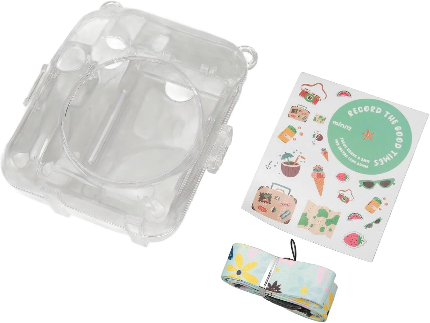 کیف محافظ شفاف دوربین Cryfokt با بند شانه و استیکر، کیف دوربین فوری قابل حمل برای مینی 12 [ظاهر نفیس] (سبز)