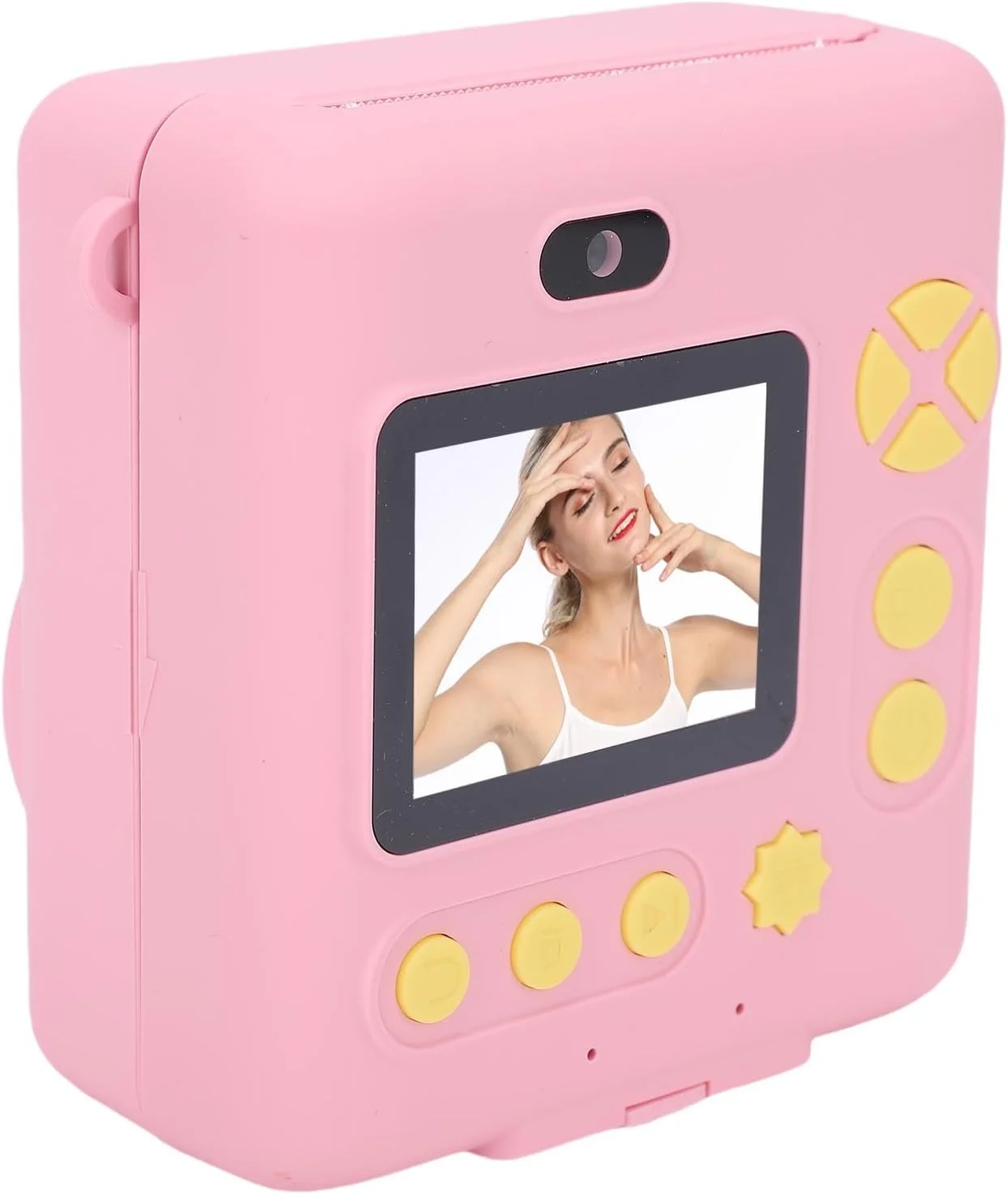 دوربین چاپ فوری کودکانه Cryfokt با استیکرهای خنده دار، دوربین 1080P HD ساخته شده از شیشه اپتیکال، عمر باتری طولانی، برای بازی های فضای باز، جنس ABS