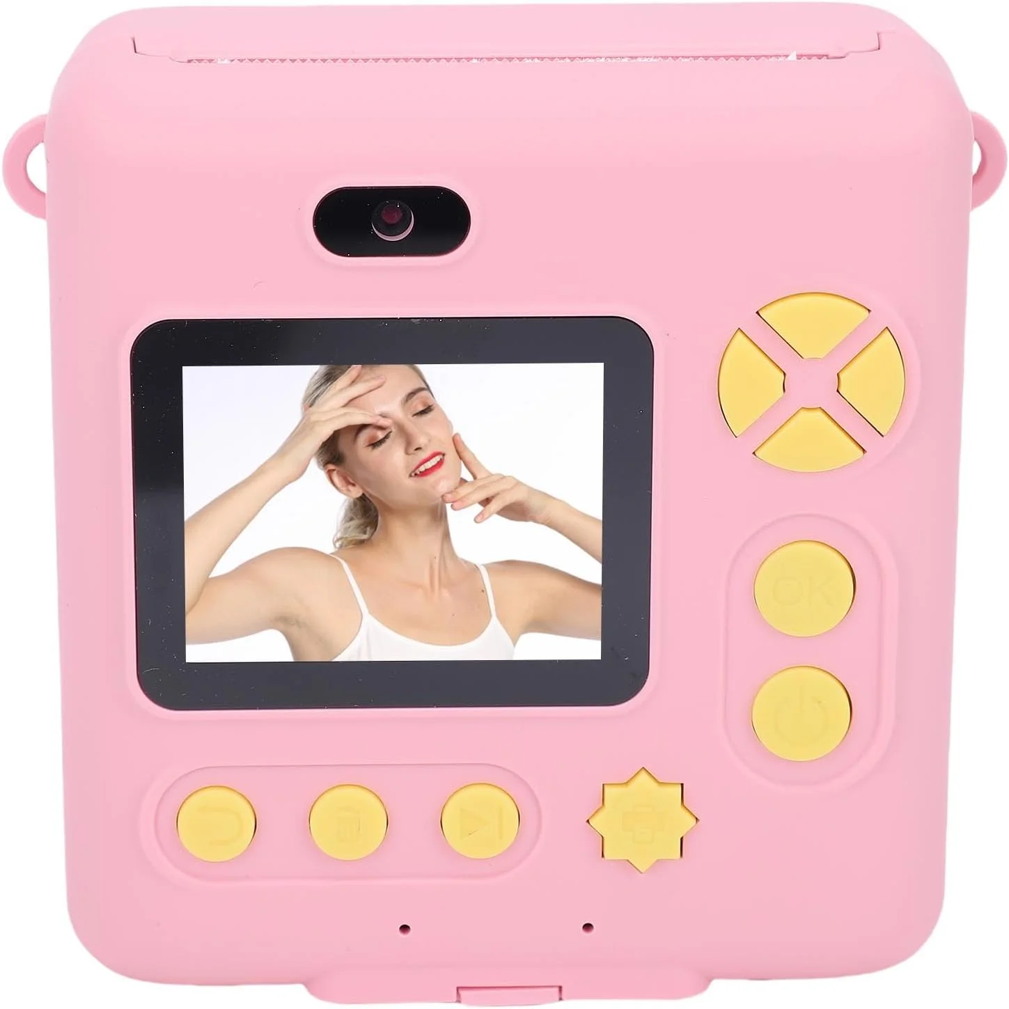 دوربین فوری چاپ HD Cryfokt با لنز دوگانه و استیکرهای سرگرم کننده، باتری قابل شارژ برای عکاسی کودکان، درگاه کارت حافظه، دوربین قابل حمل برای تعامل خانوادگی