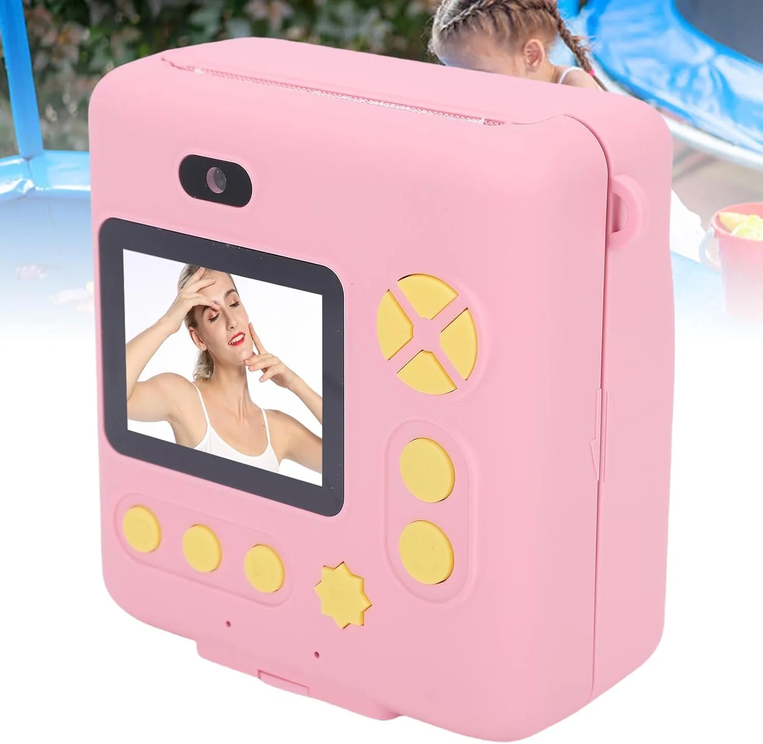 دوربین چاپ فوری کودکانه Cryfokt با استیکرهای خنده دار، دوربین 1080P HD ساخته شده از شیشه اپتیکال، عمر باتری طولانی، برای بازی های فضای باز، جنس ABS