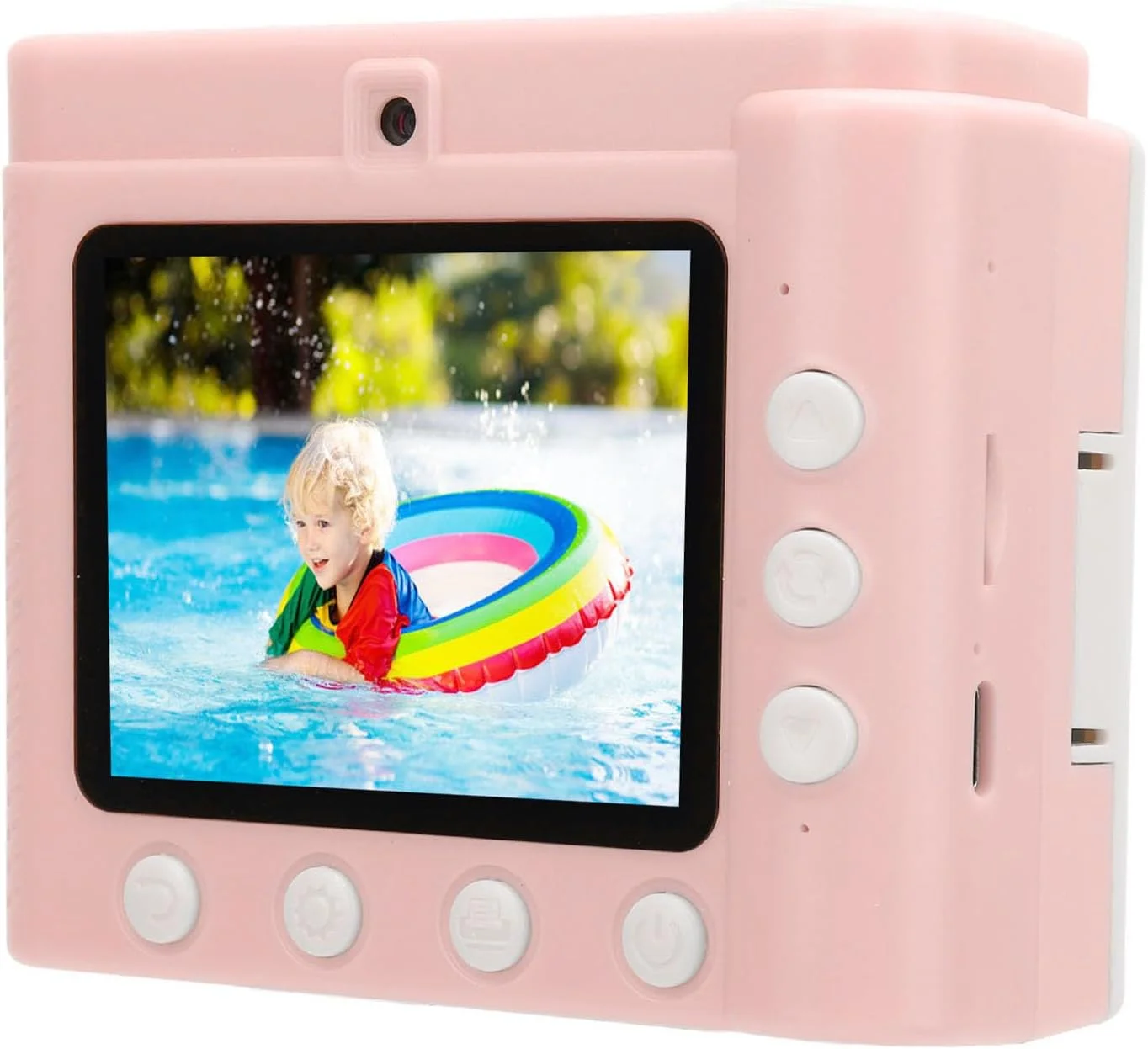 دوربین دیجیتال کودکانه با صفحه نمایش HD 2.8 اینچی، فوکوس خودکار، زوم 8X، ضد ضربه، بند آویز، اسباب بازی دوربین چاپ فوری، مناسب برای عکاسی بازی در فضای باز (صورتی)