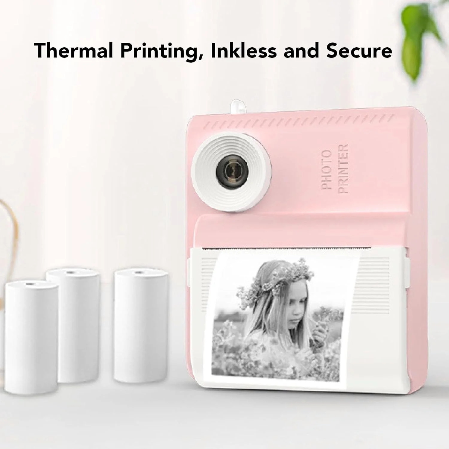 دوربین دیجیتال کودکانه با صفحه نمایش HD 2.8 اینچی، فوکوس خودکار، زوم 8X، ضد ضربه، بند آویز، اسباب بازی دوربین چاپ فوری، مناسب برای عکاسی بازی در فضای باز (صورتی)